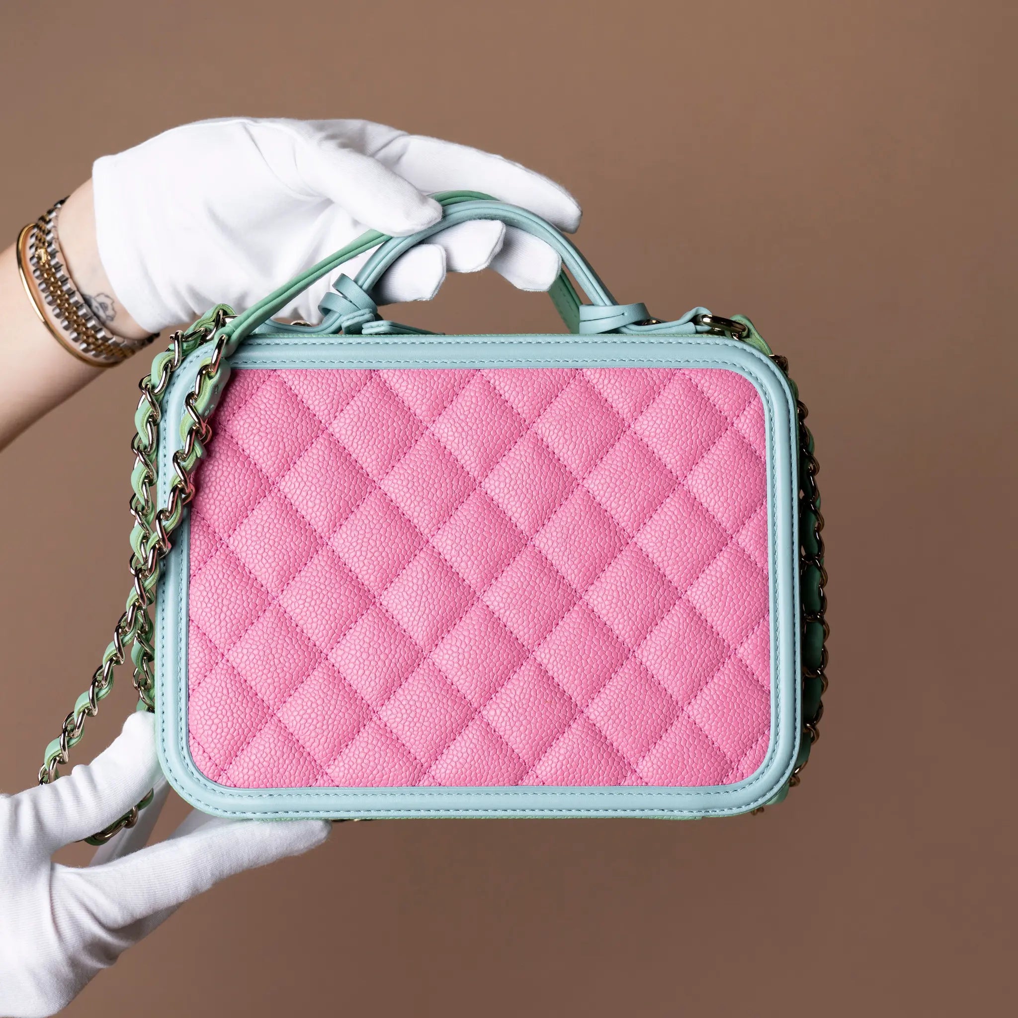 Chanel Medium Tricolor Caviar CC Filigree Vanity Case — Detail View