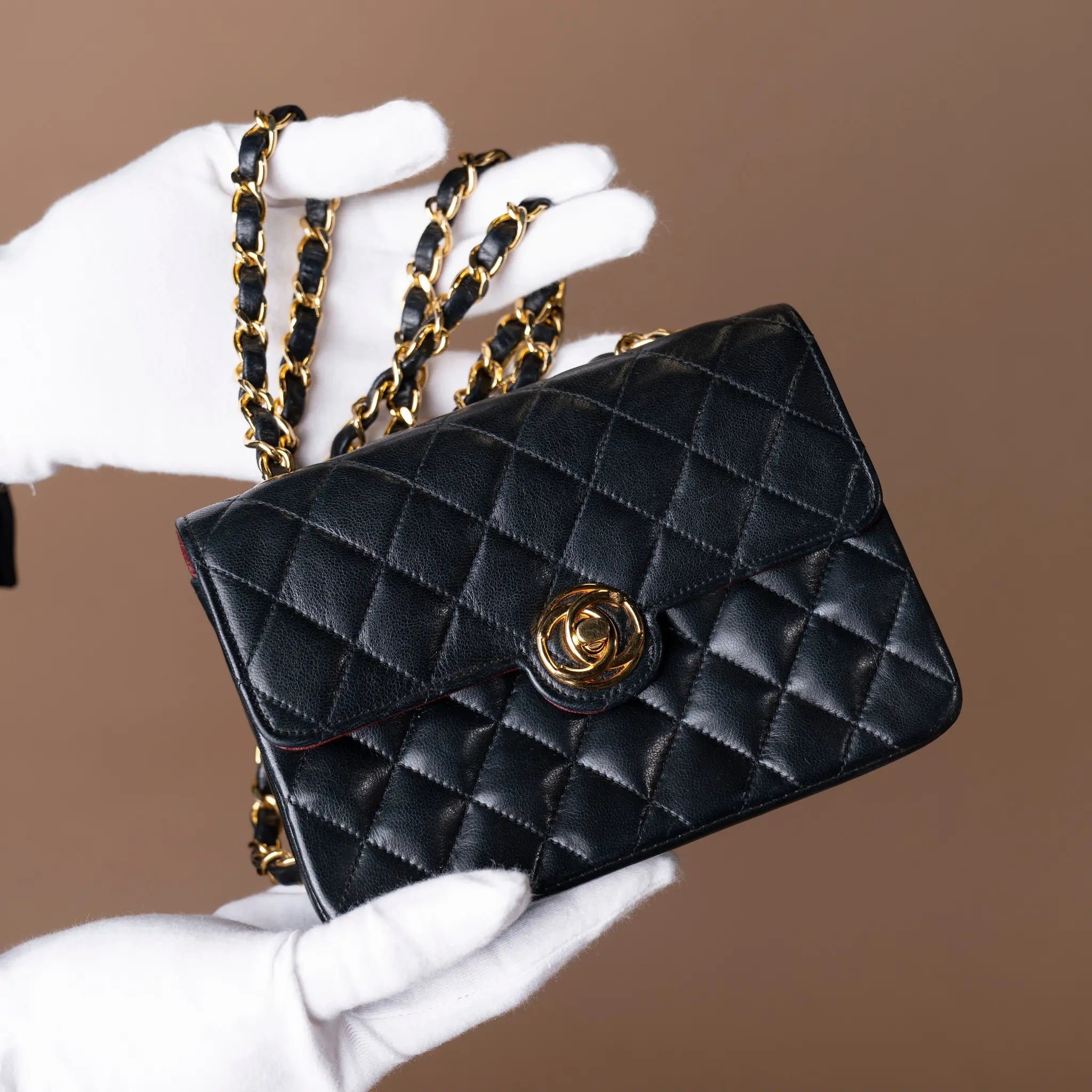 Chanel Mini CC Quilted Lambskin Single Flap — Side Profile