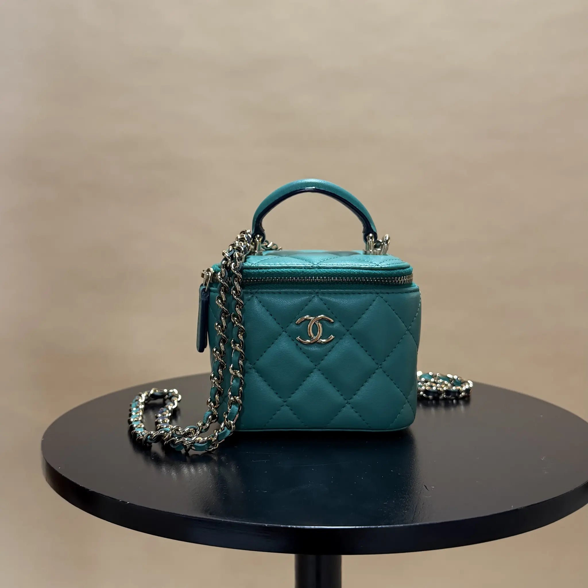 Chanel Mini CC Quilted Lambskin Top Handle Vanity Case With Chain — Featured Image