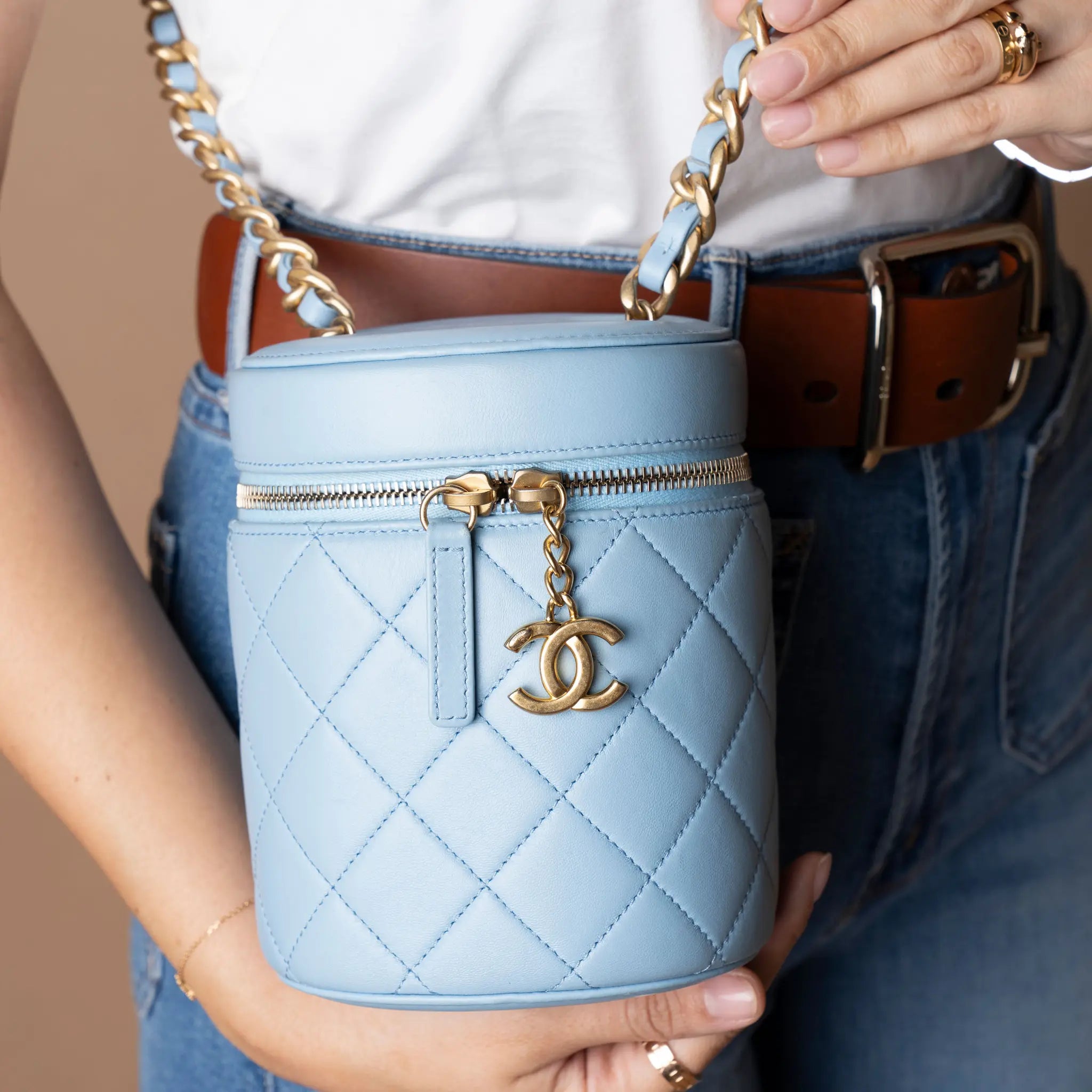 Chanel Mini CC Quilted Lambskin Vertical Vanity Case — Back View