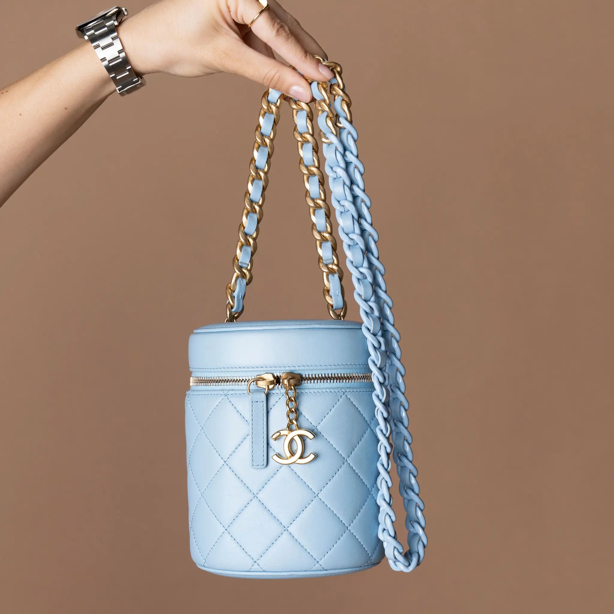 Chanel Mini CC Quilted Lambskin Vertical Vanity Case — Interior Detail