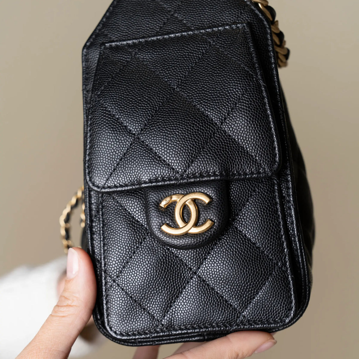 Chanel Mini Quilted Caviar Chanel 25 Hobo — Side Profile