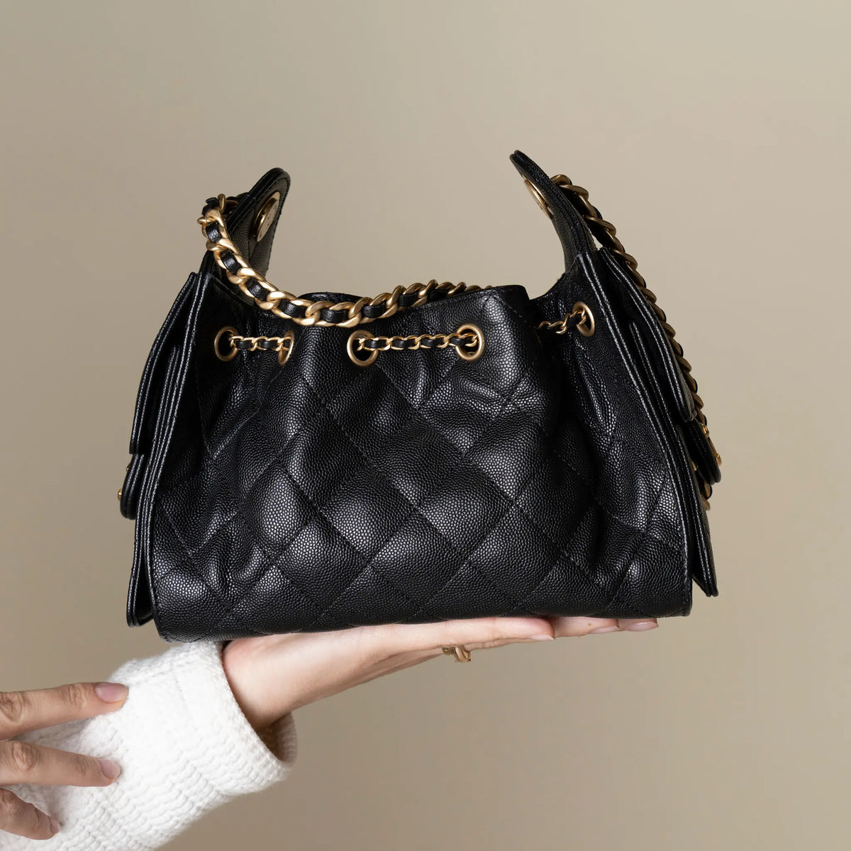Chanel Mini Quilted Caviar Chanel 25 Hobo — Detail View