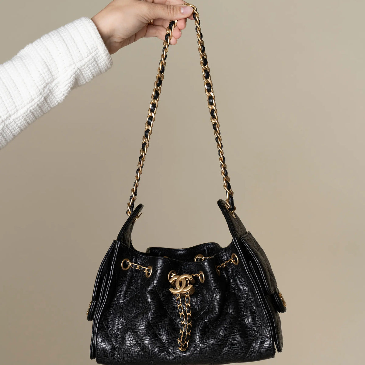 Chanel Mini Quilted Caviar Chanel 25 Hobo — Detail View