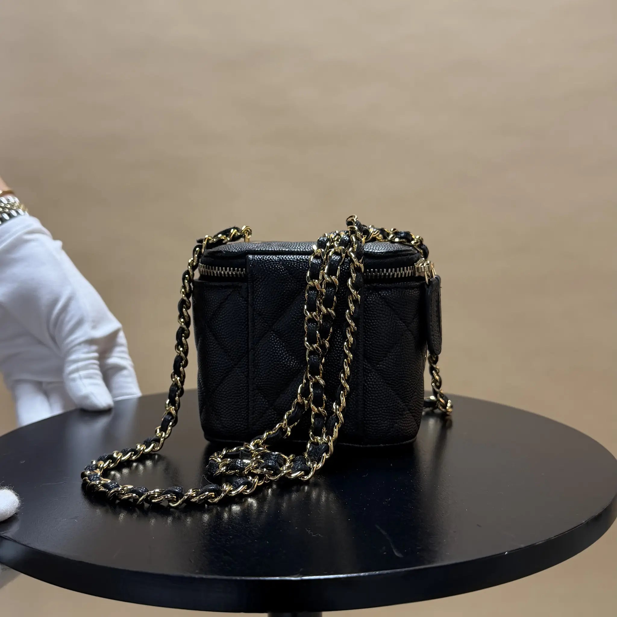 Chanel Mini Quilted Caviar Coco Casino Vanity Case — Back View