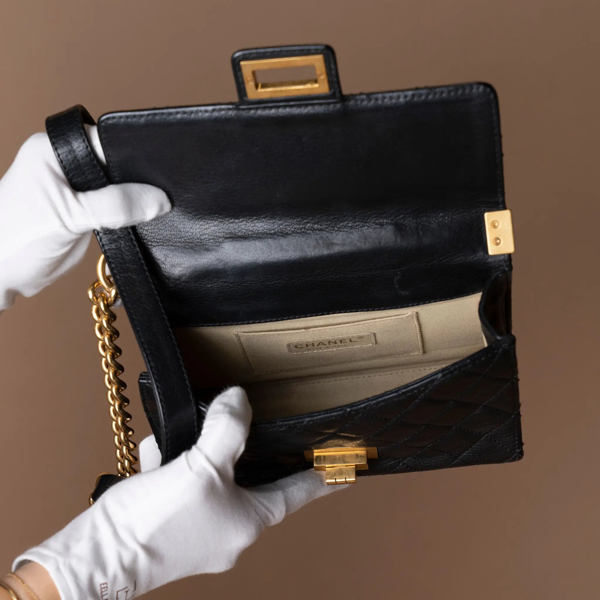 Chanel Mini Quilted Goatskin Reissue 2.55 Rita Flap — Close-up Detail