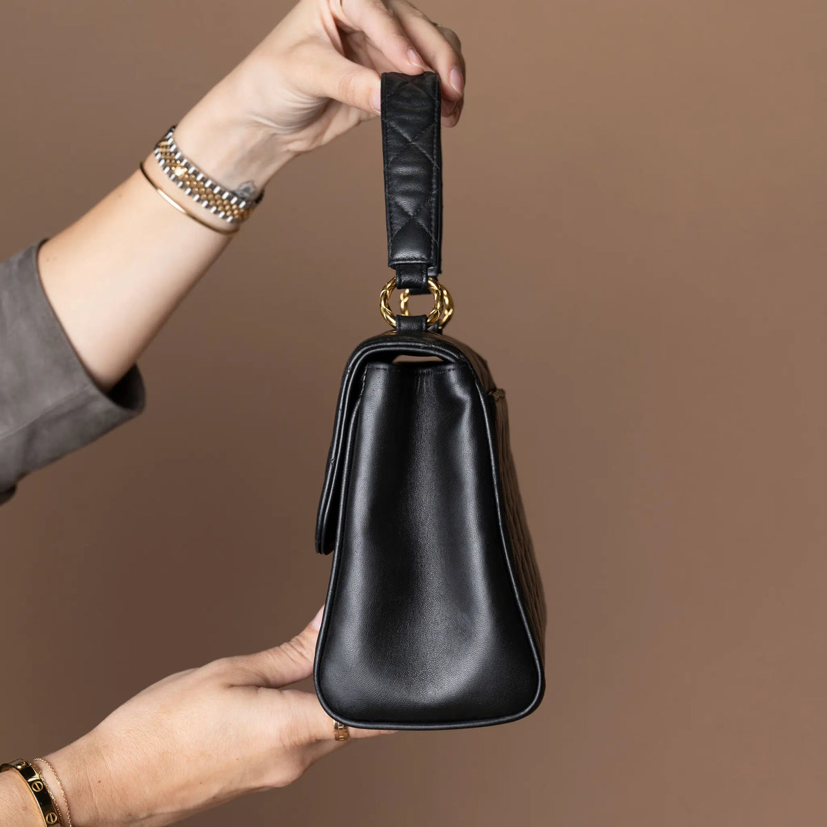 Chanel Mini Quilted Lambskin Kelly Top Handle Bag — Back View