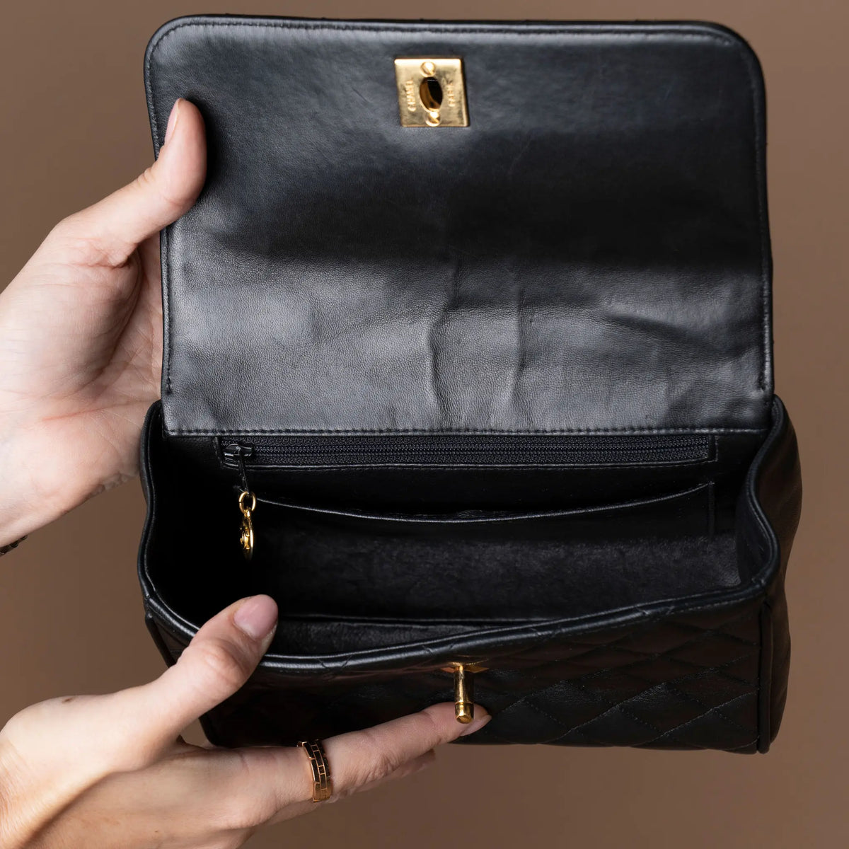 Chanel Mini Quilted Lambskin Kelly Top Handle Bag — Side Profile