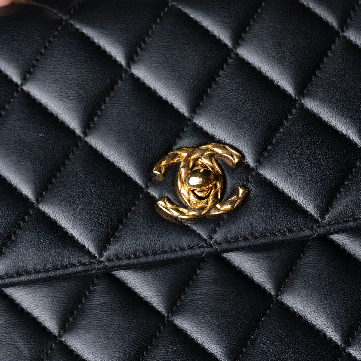 Chanel Mini Quilted Lambskin Kelly Top Handle Bag — Detail View