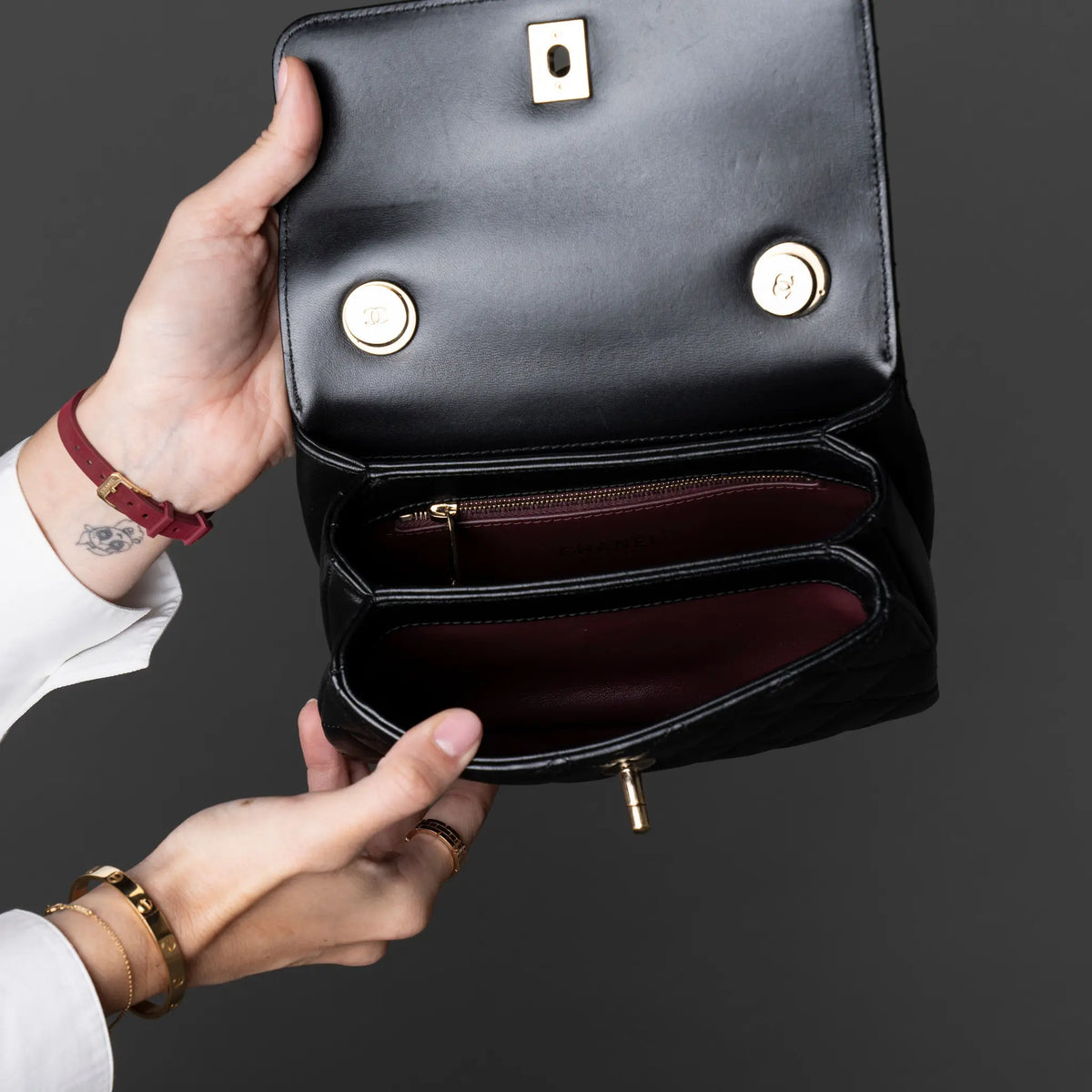 Chanel Mini Quilted Lambskin Trendy CC Top Handle Flap — Back View