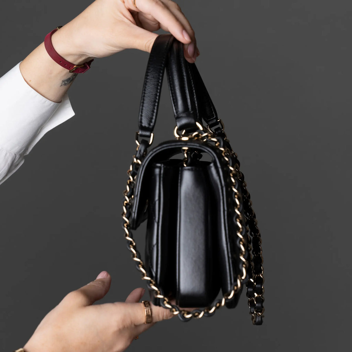 Chanel Mini Quilted Lambskin Trendy CC Top Handle Flap — Side Profile