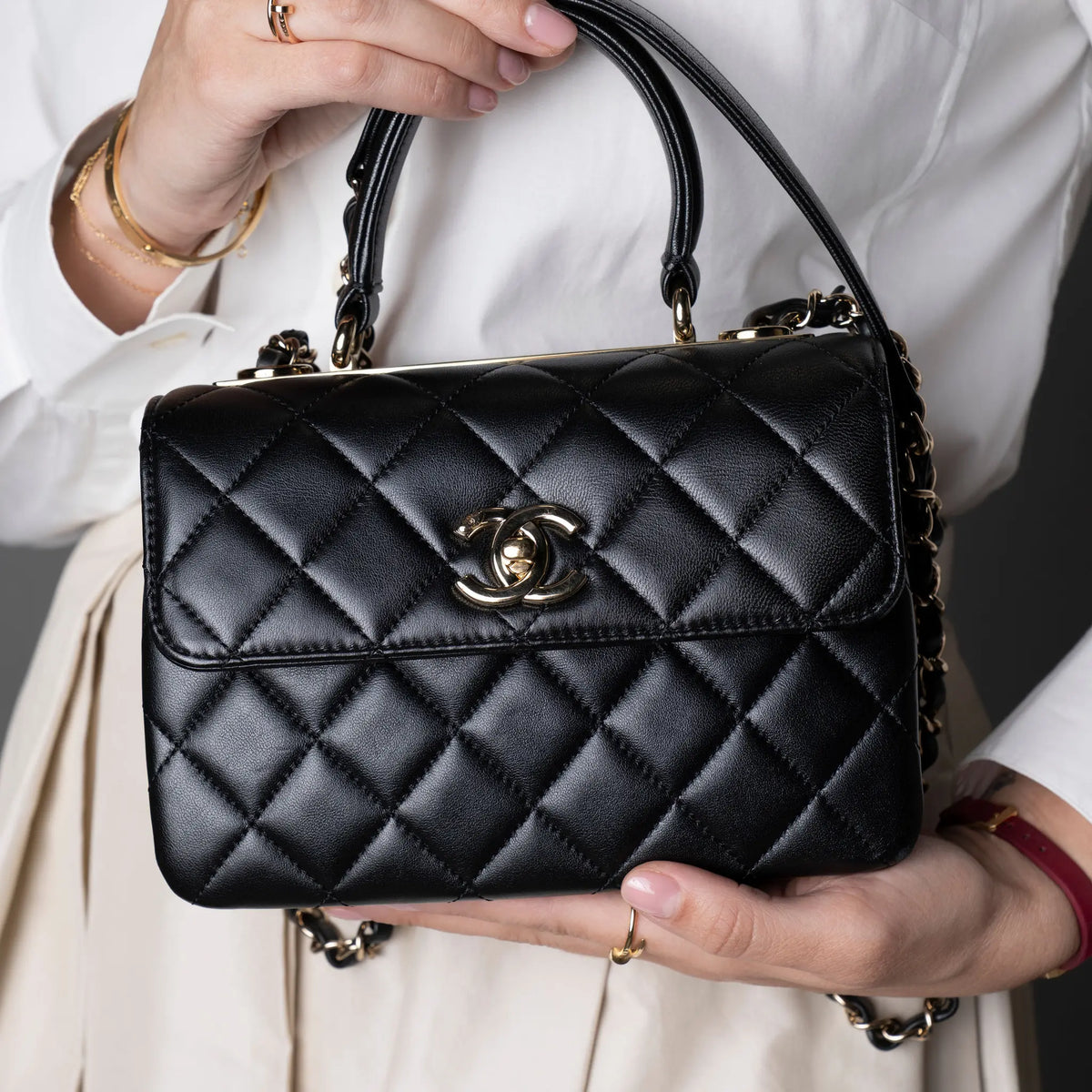 Chanel Mini Quilted Lambskin Trendy CC Top Handle Flap — Interior Detail