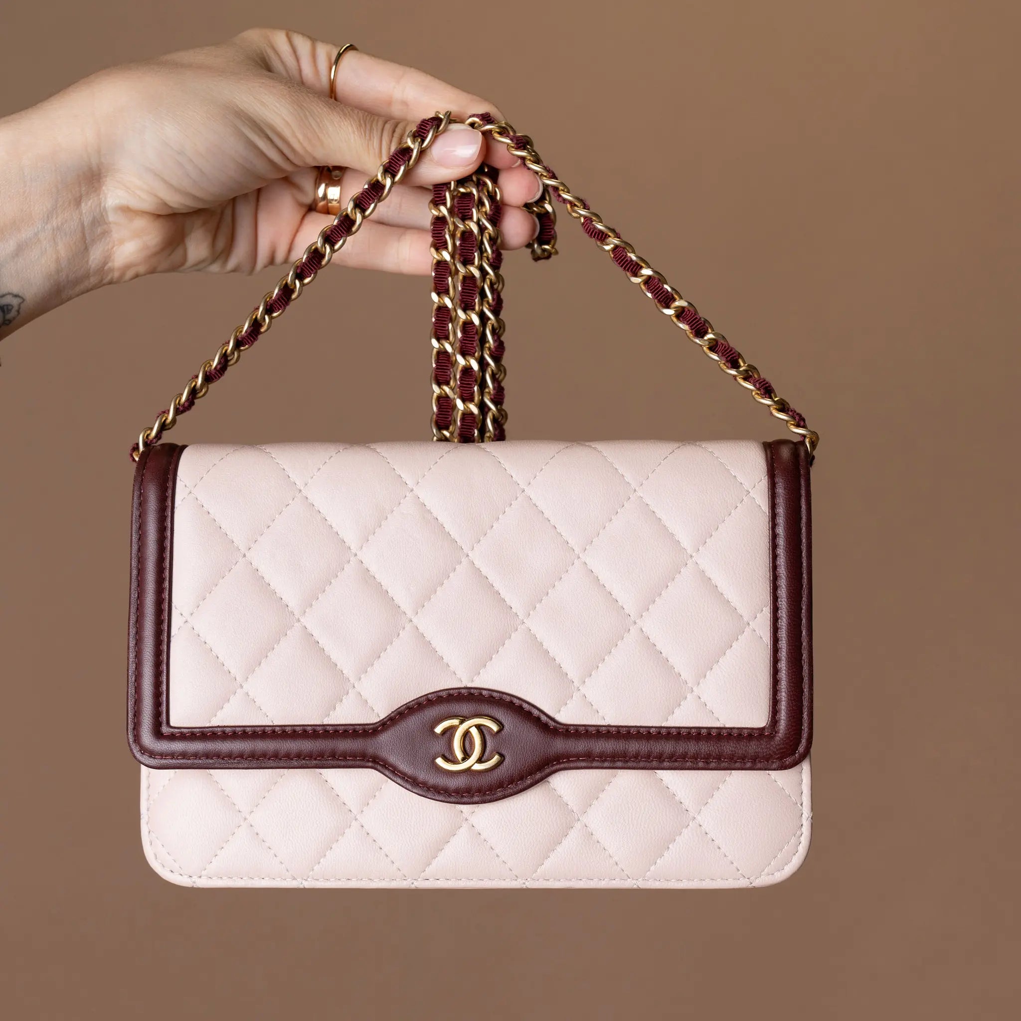 Chanel Mini Quilted Lambskin Two Tone Day Flap — Front View