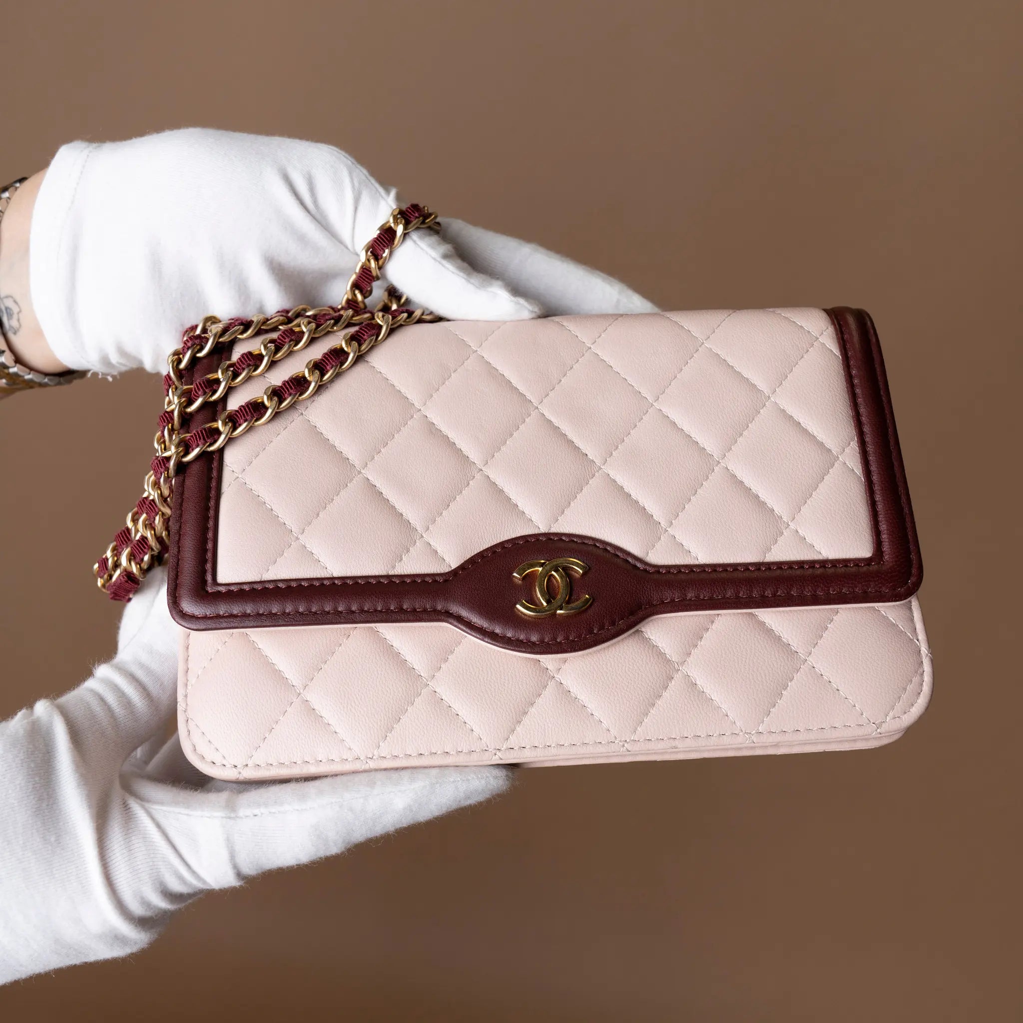 Chanel Mini Quilted Lambskin Two Tone Day Flap — Back View