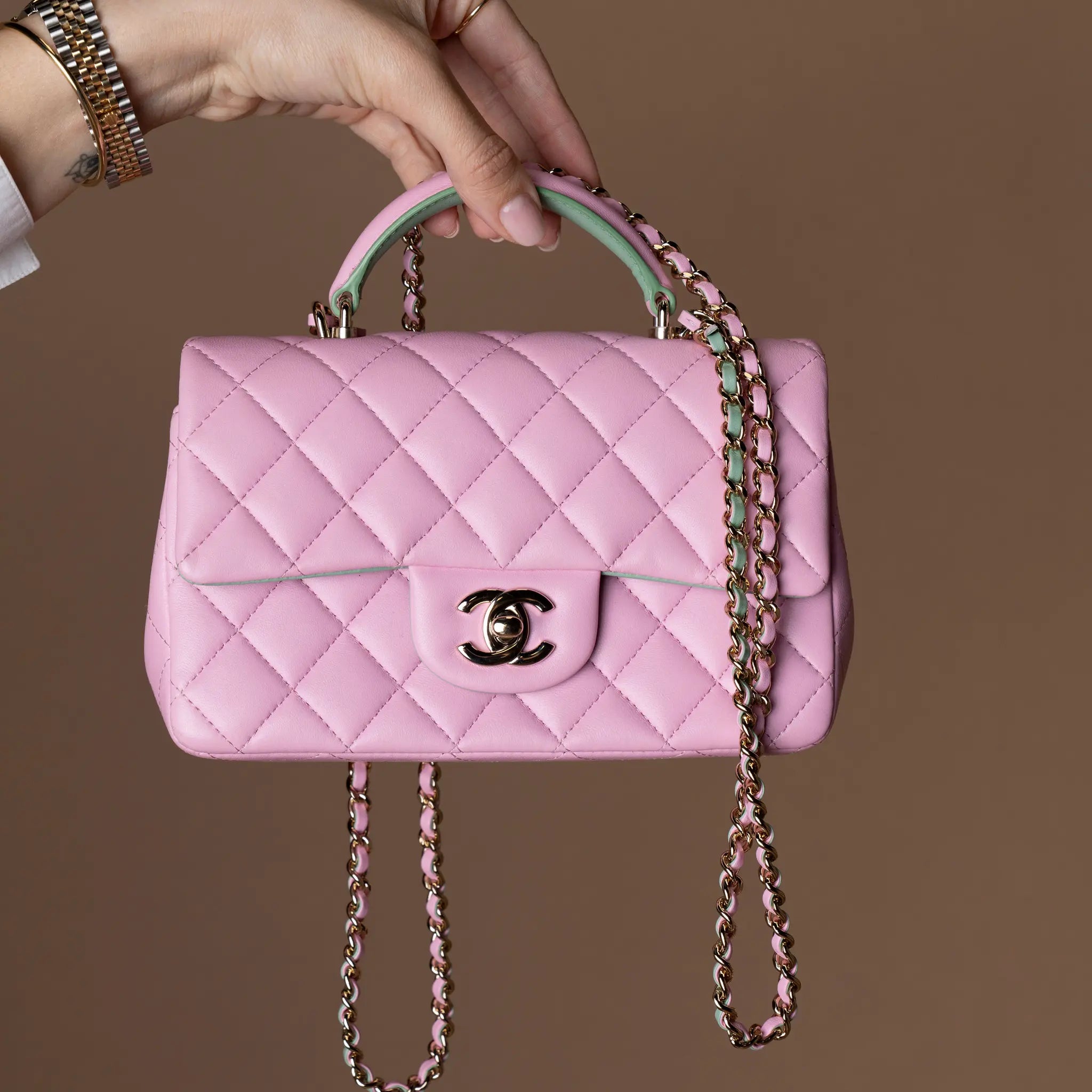 Chanel Mini Rectangular Bicolor Lambskin Top Handle Single Flap — Featured Image