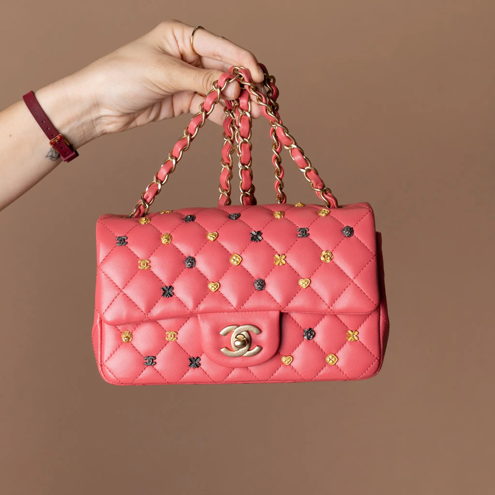 Chanel Mini Rectangular Classic Lambskin Lucky Charms Single Flap — Front View