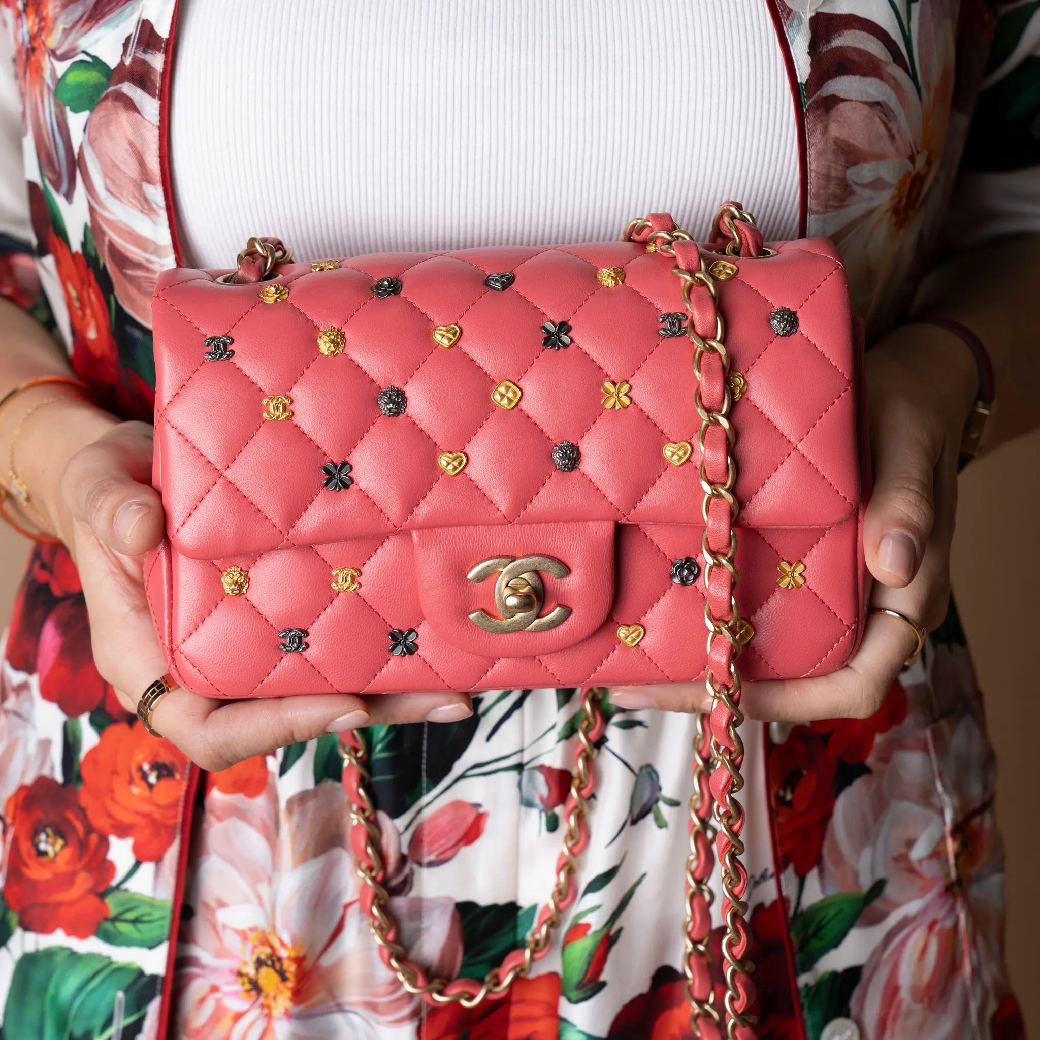 Chanel Mini Rectangular Classic Lambskin Lucky Charms Single Flap — Back View