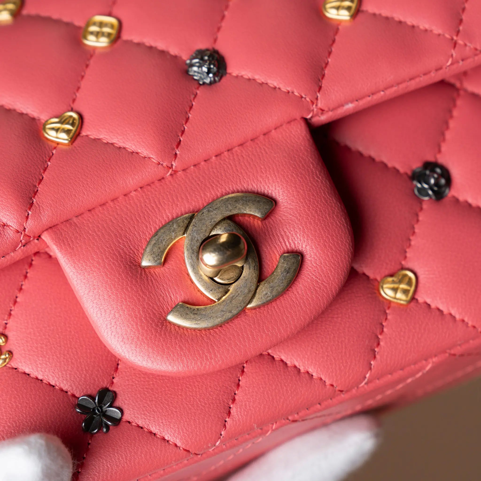 Chanel Mini Rectangular Classic Lambskin Lucky Charms Single Flap — Interior Detail
