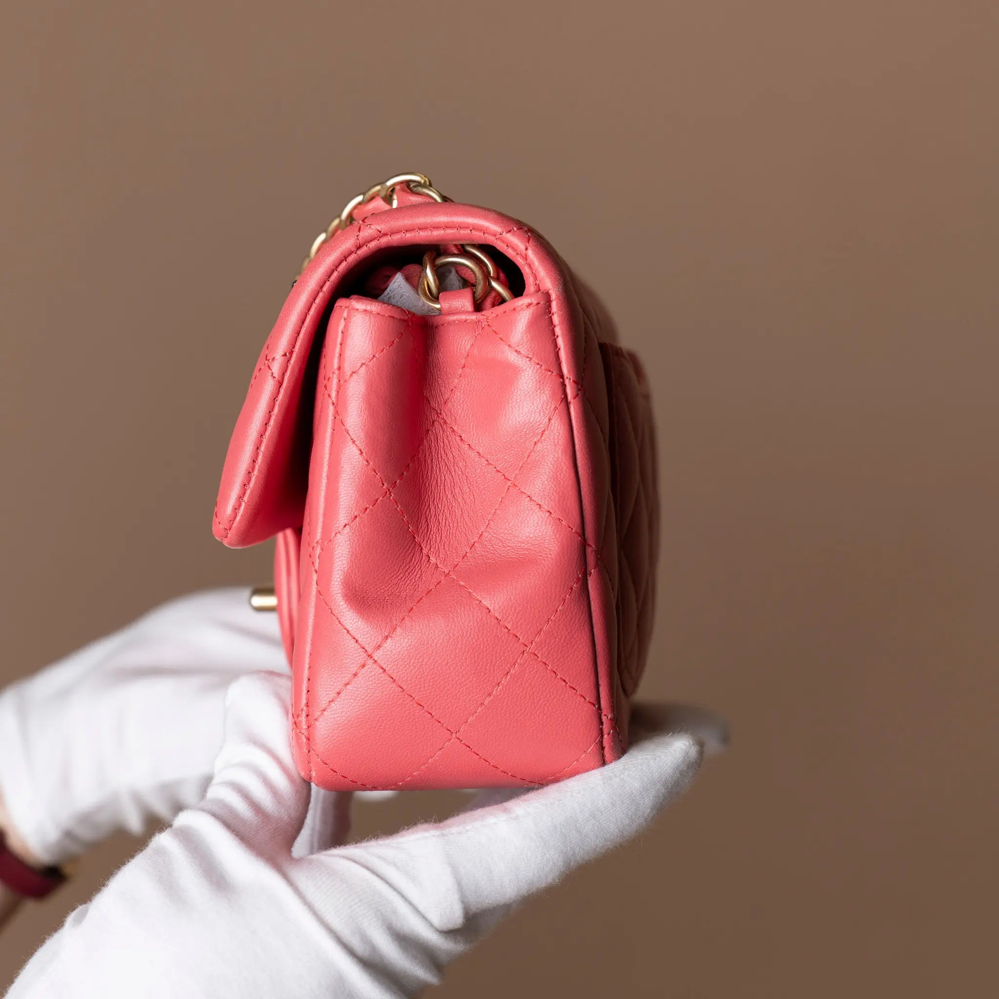 Chanel Mini Rectangular Classic Lambskin Lucky Charms Single Flap — Close-up Detail