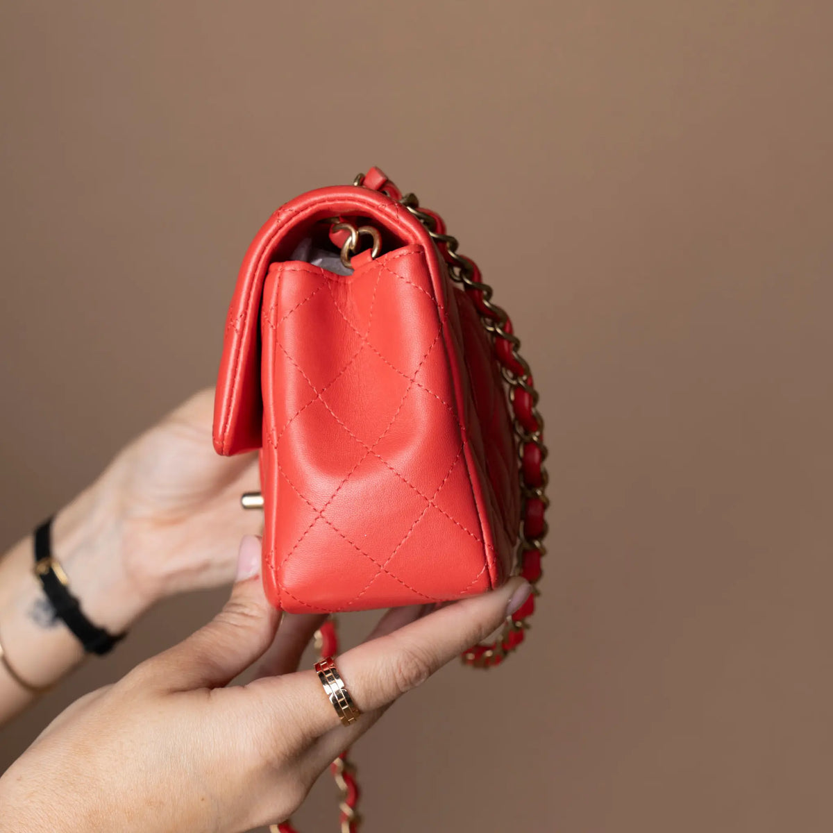 Chanel Mini Rectangular Classic Lambskin Single Flap — Front View