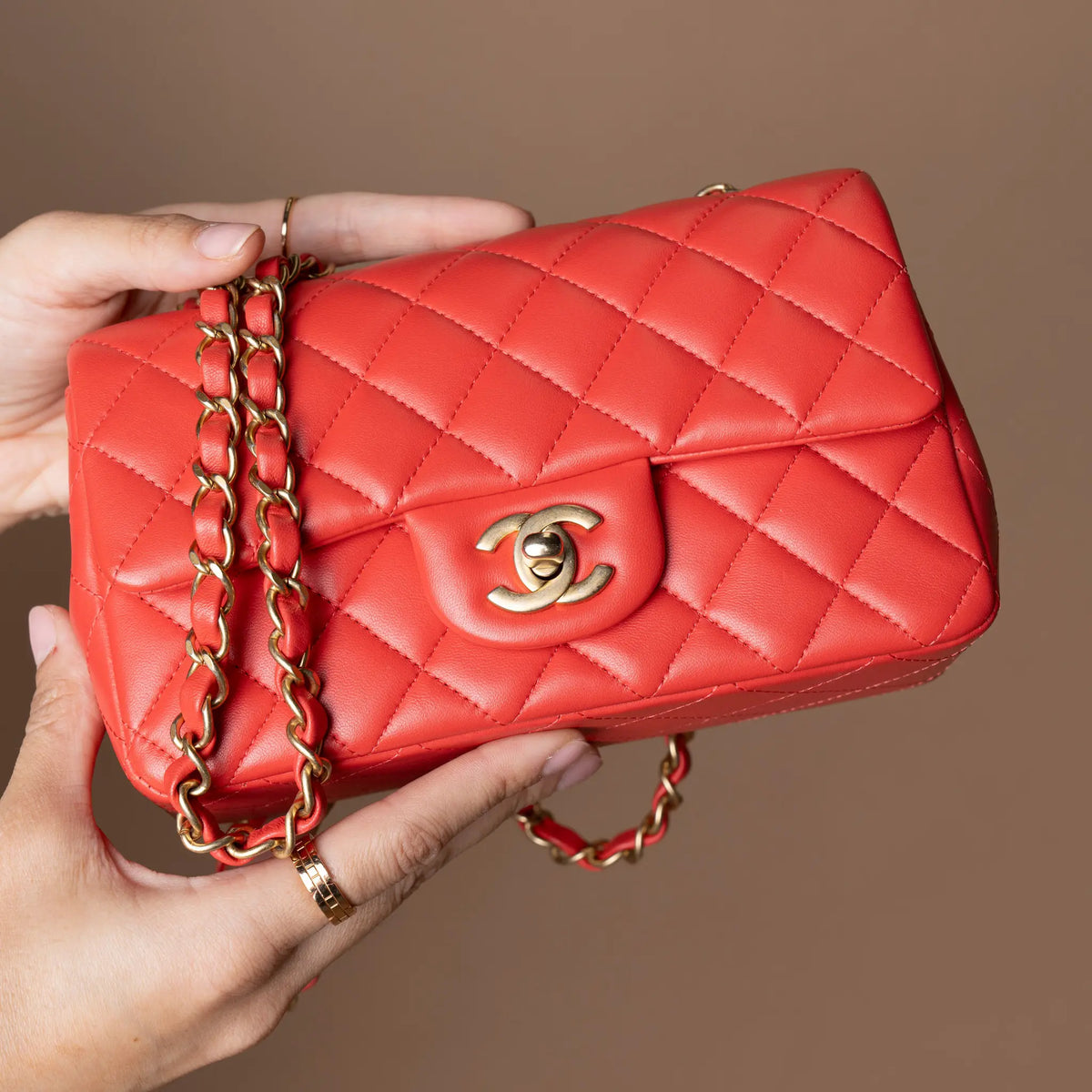 Chanel Mini Rectangular Classic Lambskin Single Flap — Back View