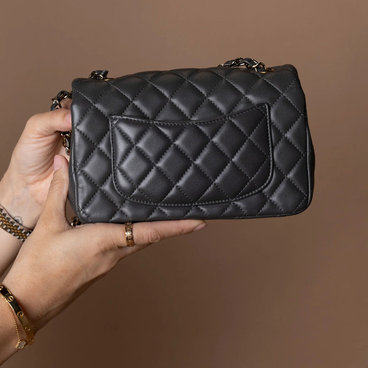 Chanel Mini Rectangular Classic Lambskin Single Flap — Back View