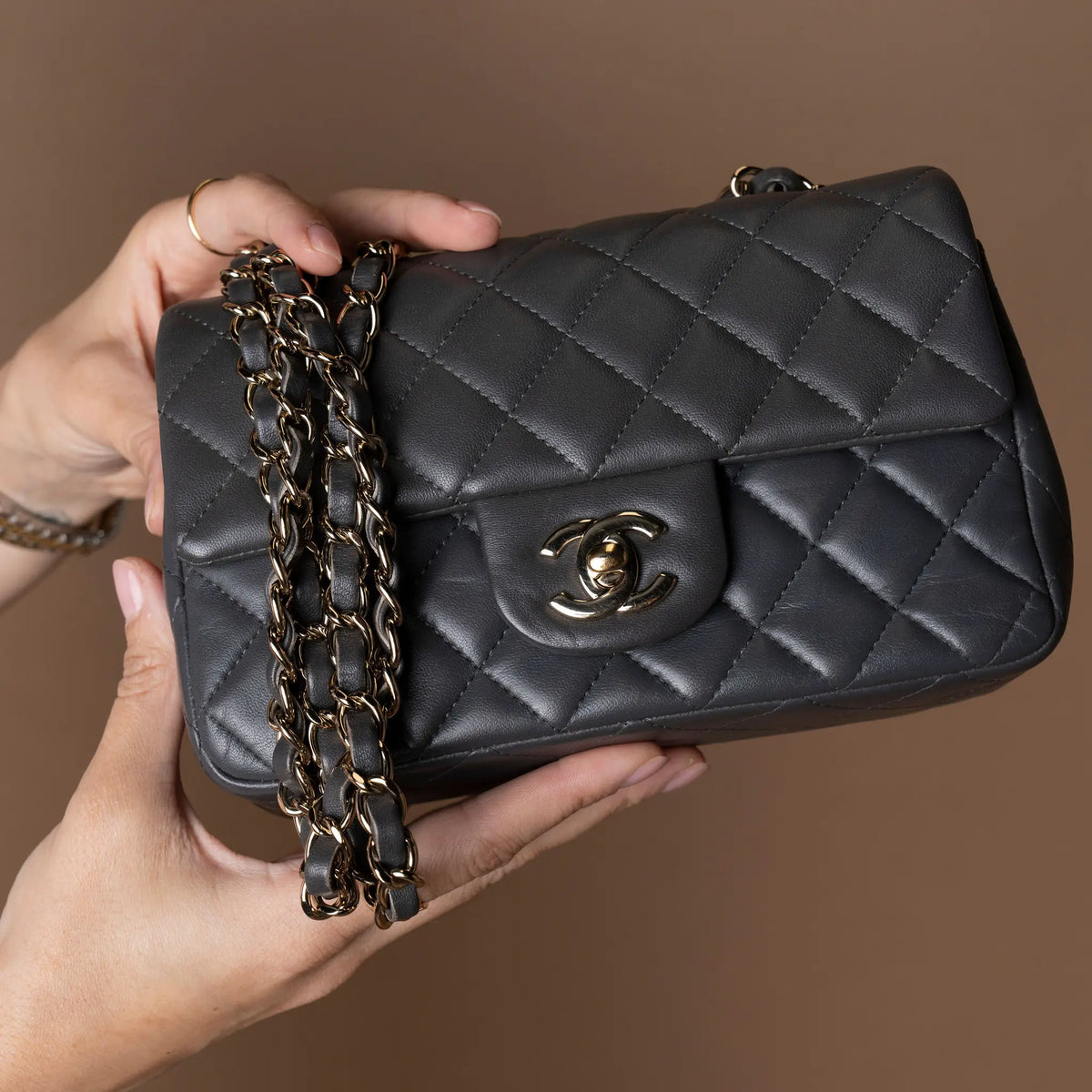 Chanel Mini Rectangular Classic Lambskin Single Flap — Side Profile