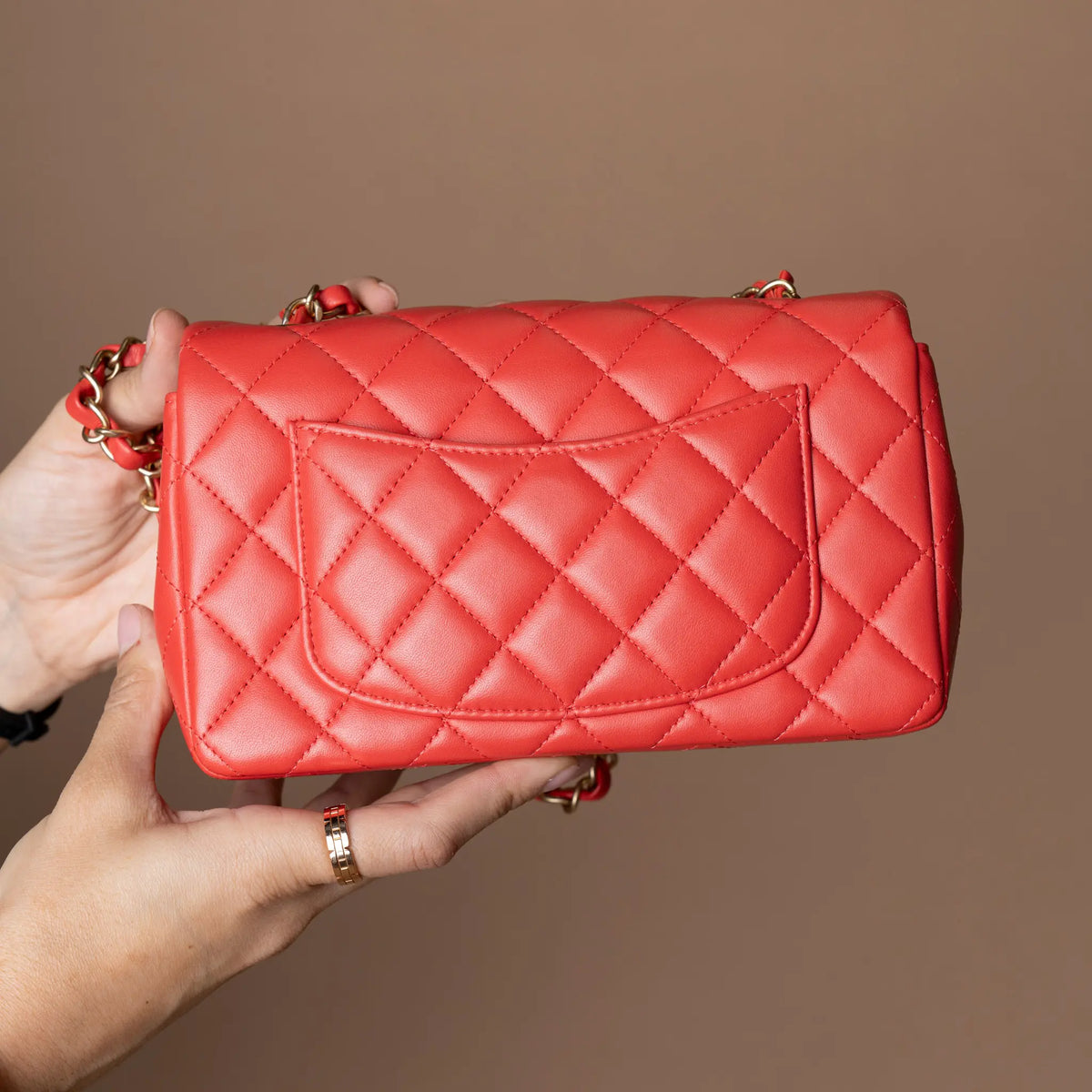 Chanel Mini Rectangular Classic Lambskin Single Flap — Interior Detail