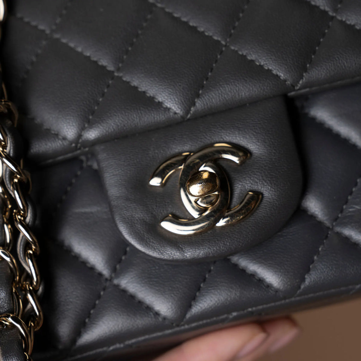 Chanel Mini Rectangular Classic Lambskin Single Flap — Interior Detail
