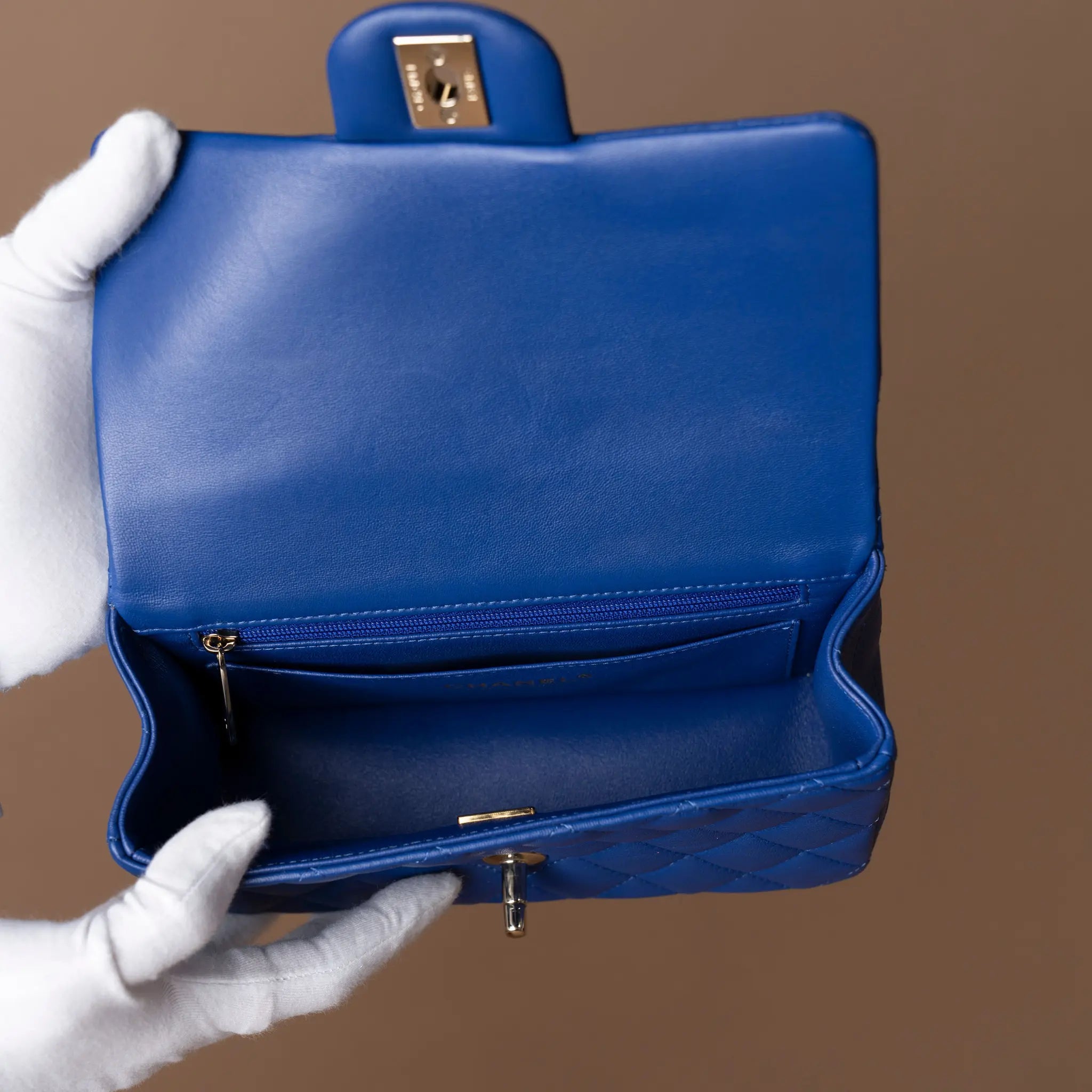 Chanel Mini Rectangular Classic Lambskin Top Handle Flap — Front View