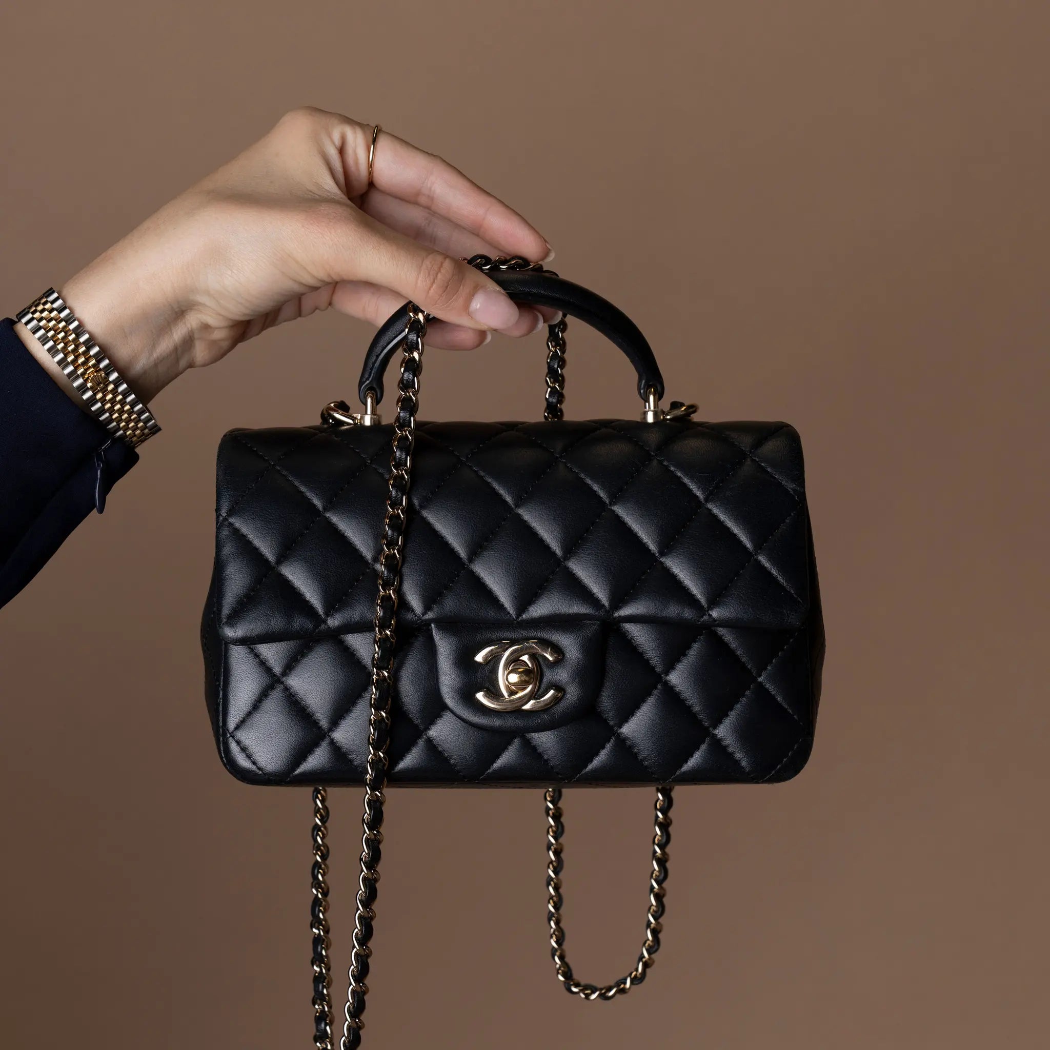 Chanel Mini Rectangular Classic Lambskin Top Handle Flap — Featured Image