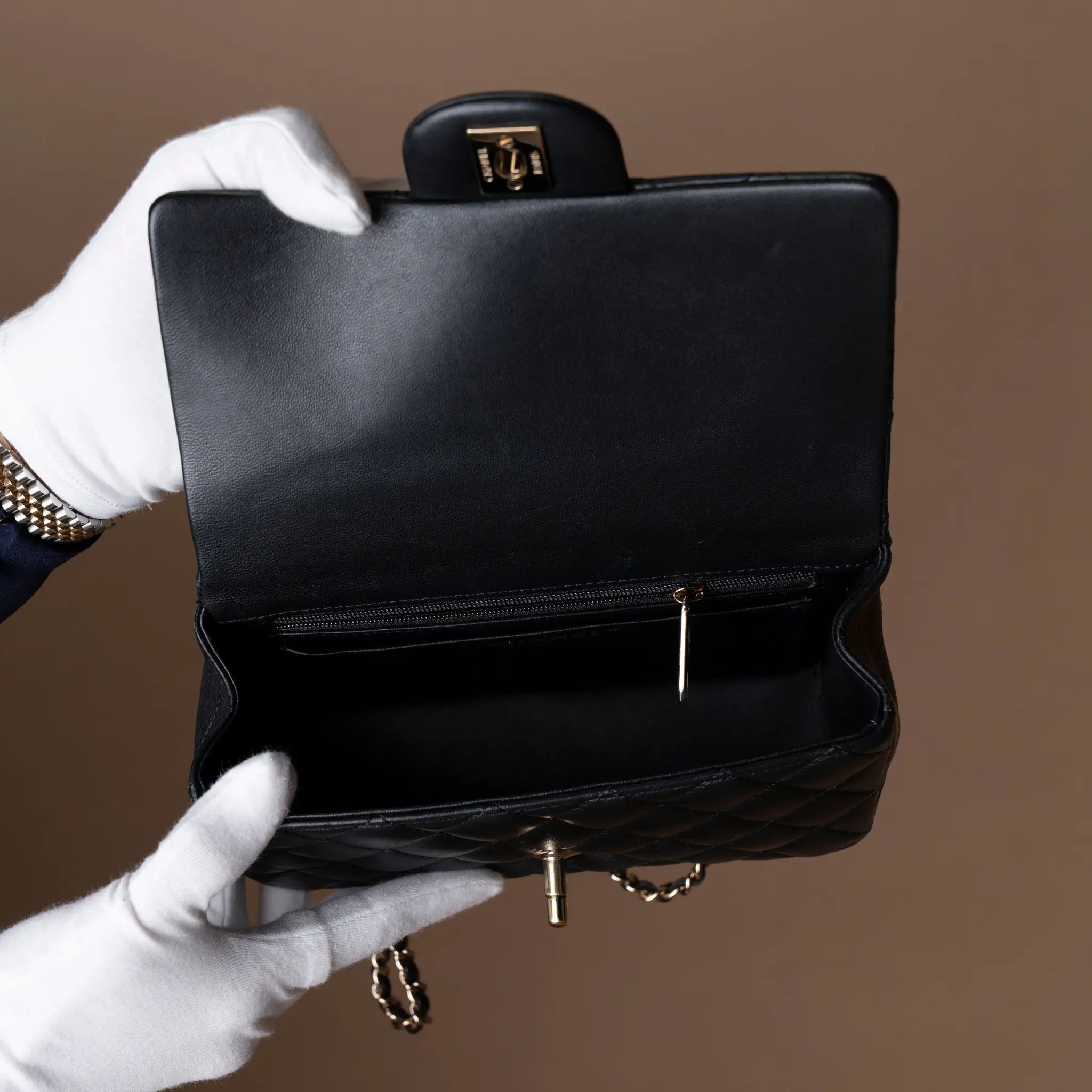 Chanel Mini Rectangular Classic Lambskin Top Handle Flap — Front View