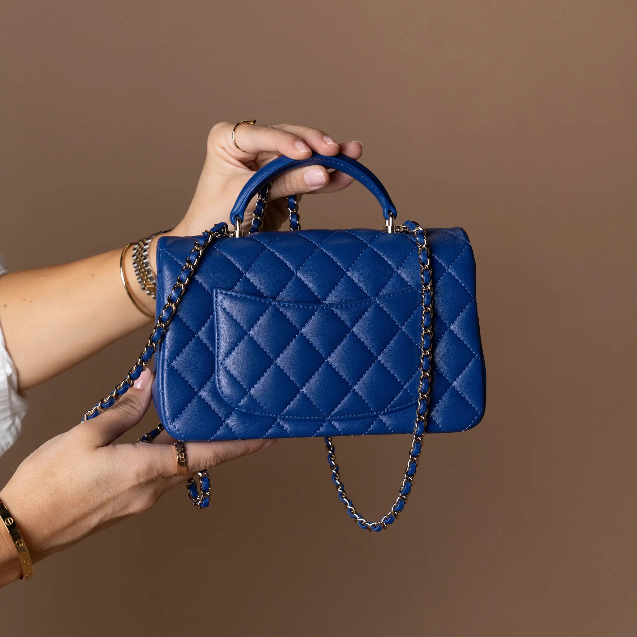 Chanel Mini Rectangular Classic Lambskin Top Handle Flap — Front View