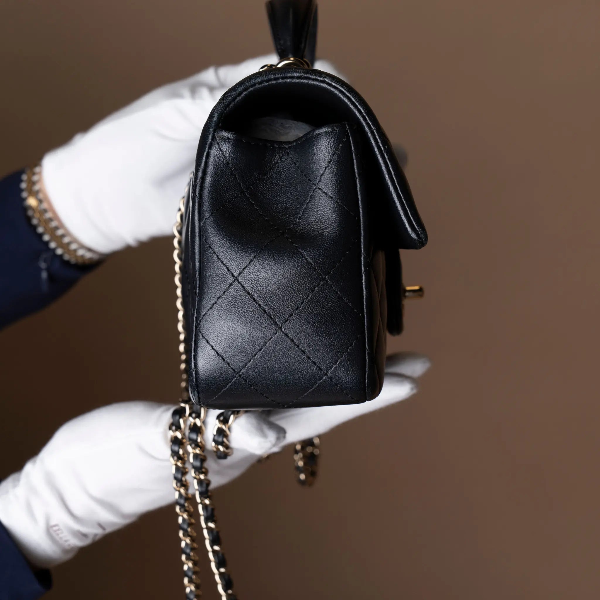 Chanel Mini Rectangular Classic Lambskin Top Handle Flap — Back View