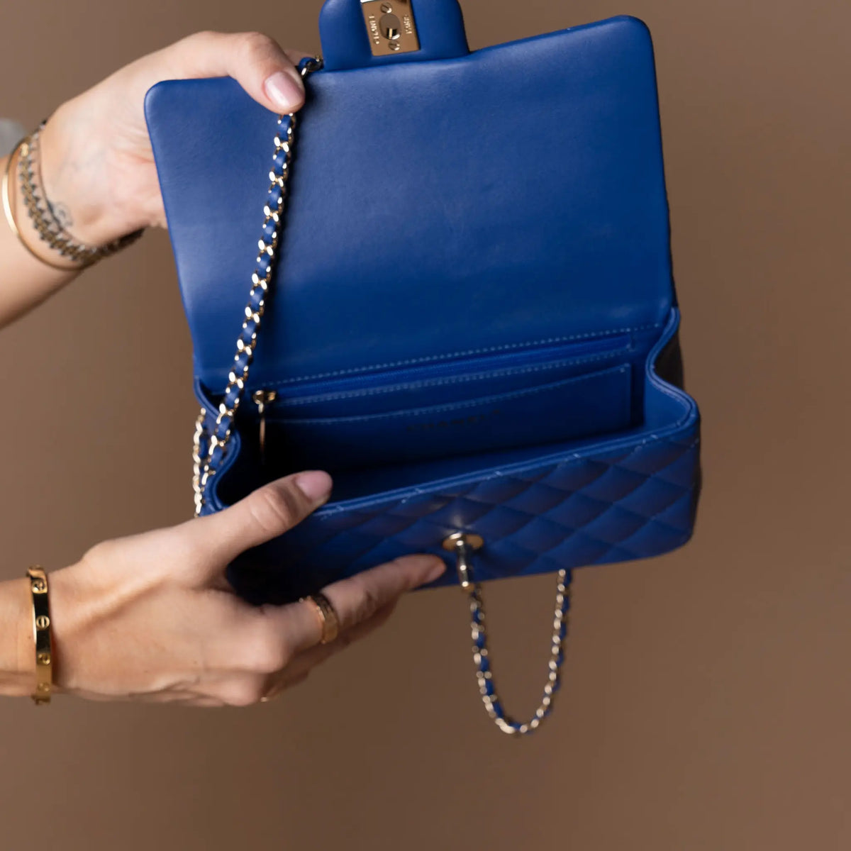 Chanel Mini Rectangular Classic Lambskin Top Handle Flap — Side Profile