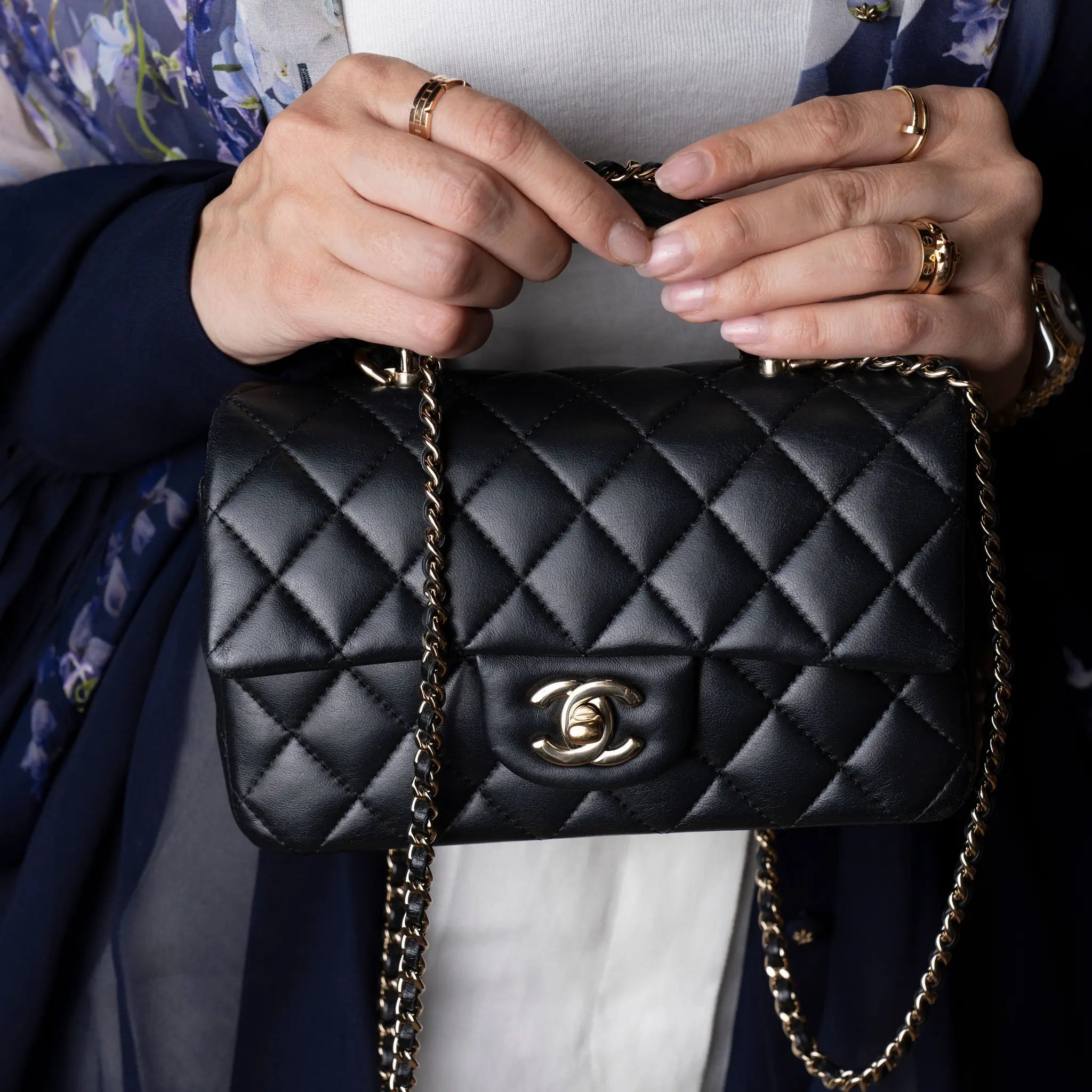 Chanel Mini Rectangular Classic Lambskin Top Handle Flap — Interior Detail