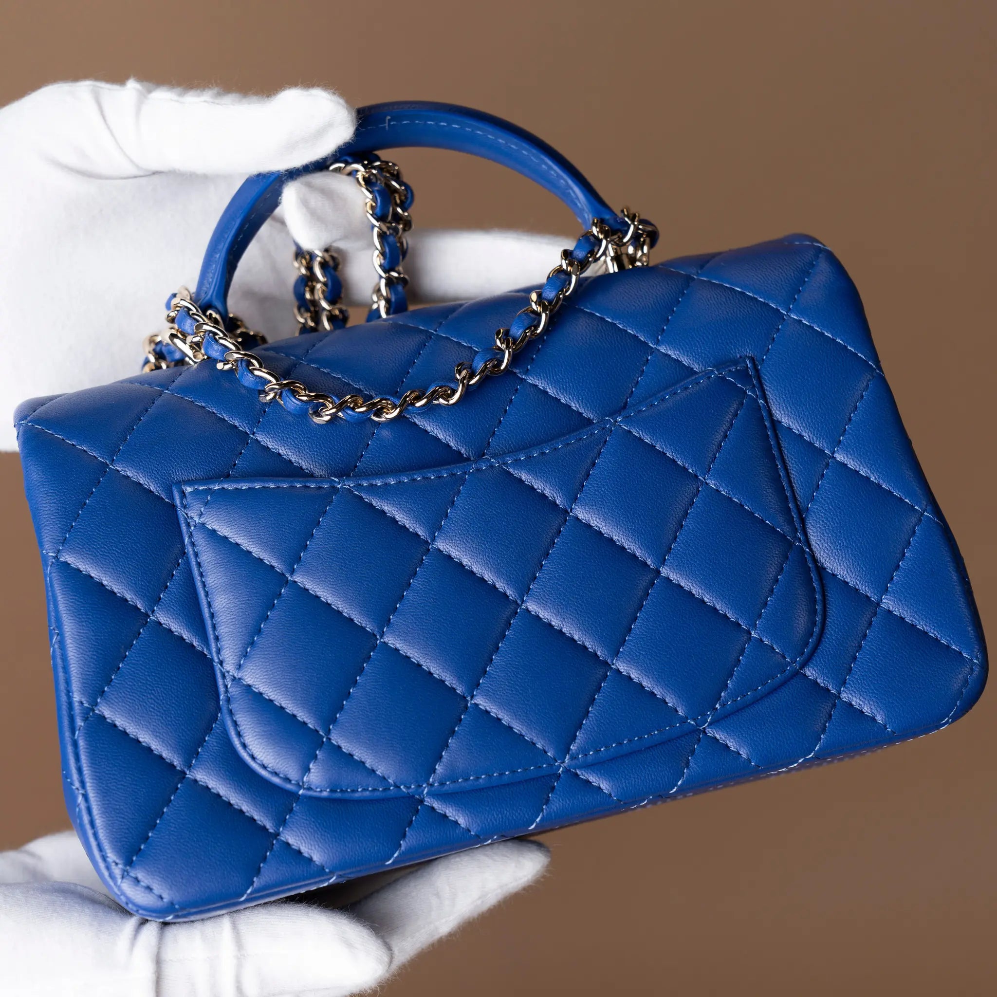 Chanel Mini Rectangular Classic Lambskin Top Handle Flap — Detail View