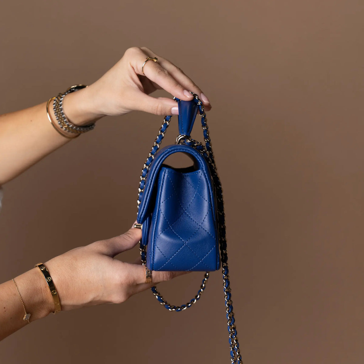 Chanel Mini Rectangular Classic Lambskin Top Handle Flap — Close-up Detail