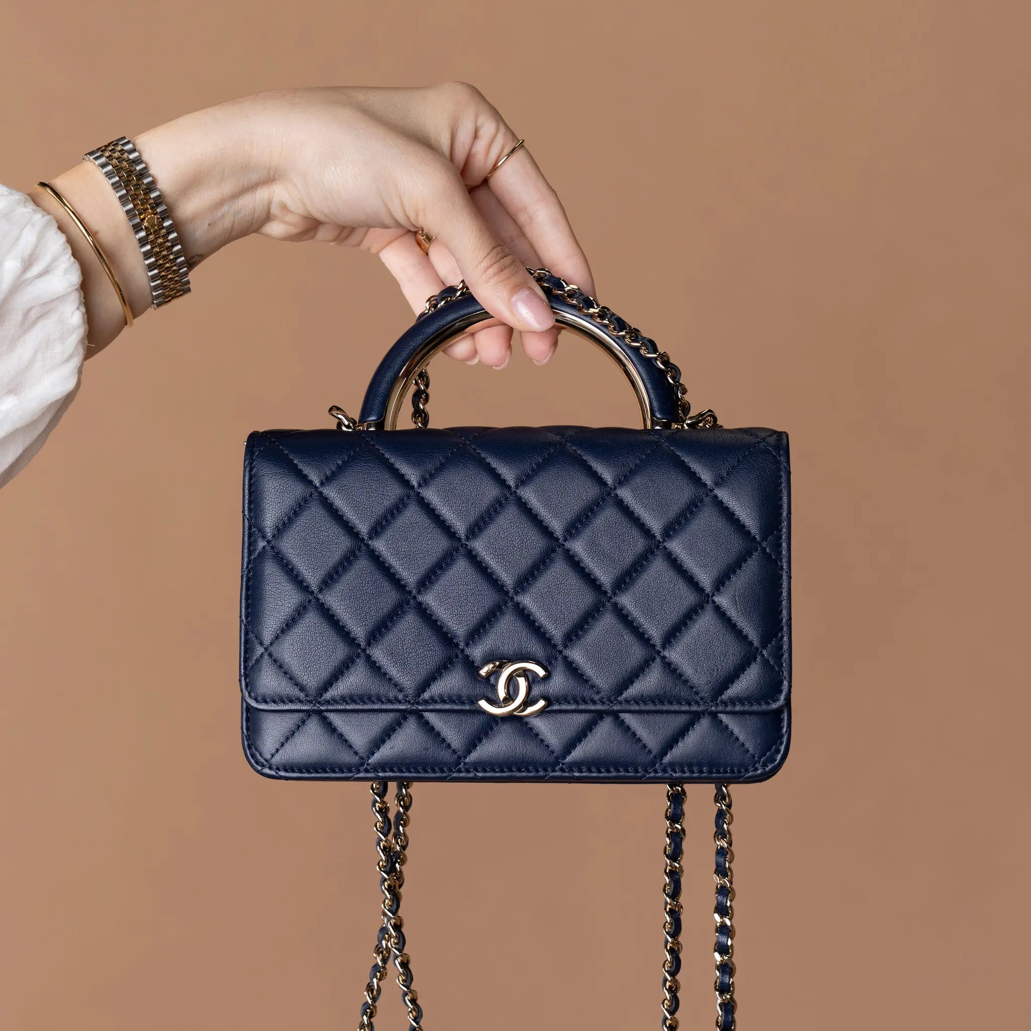 Chanel Mini Rectangular Lambskin Paris Le19M Charming Top Handle Flap — Front View