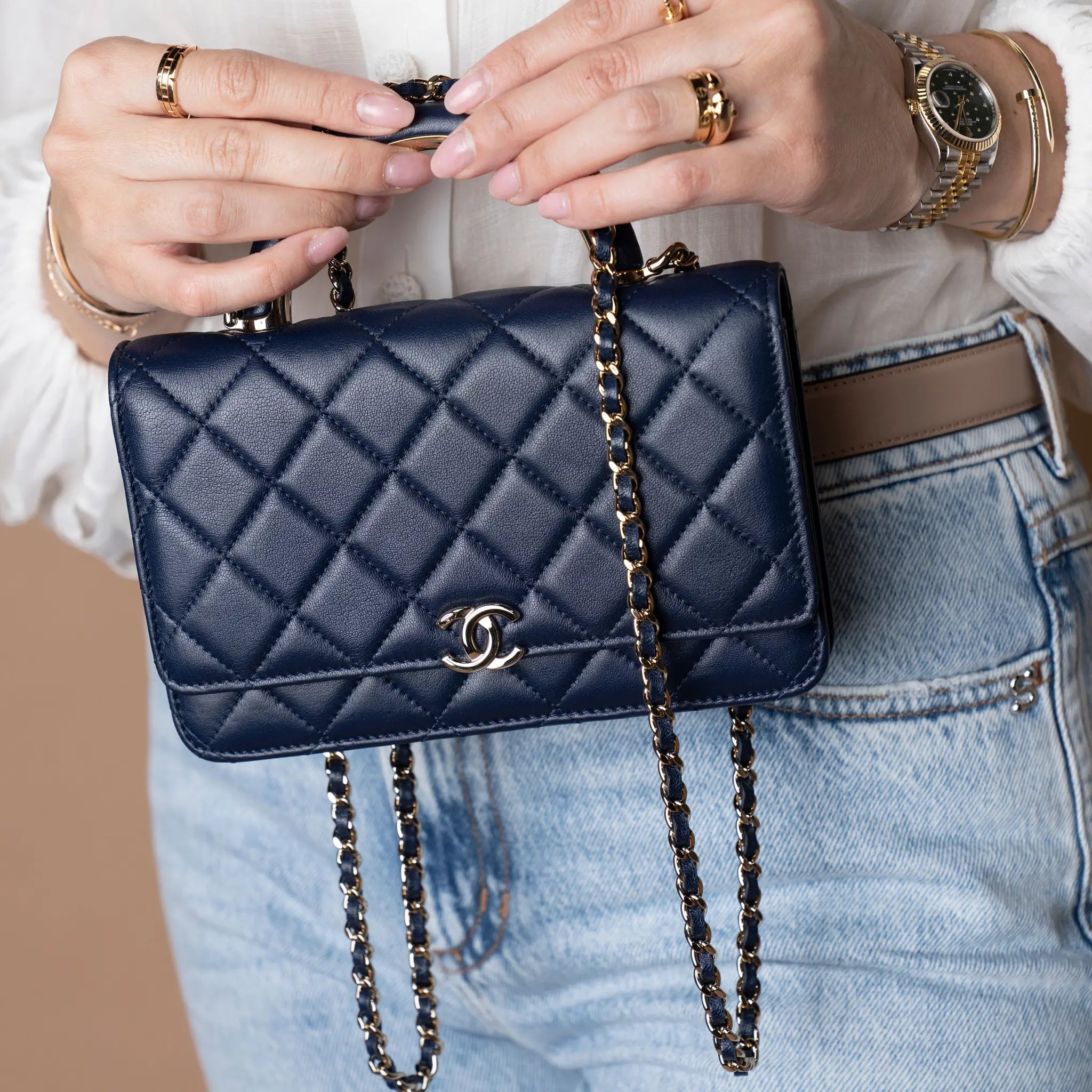 Chanel Mini Rectangular Lambskin Paris Le19M Charming Top Handle Flap — Interior Detail