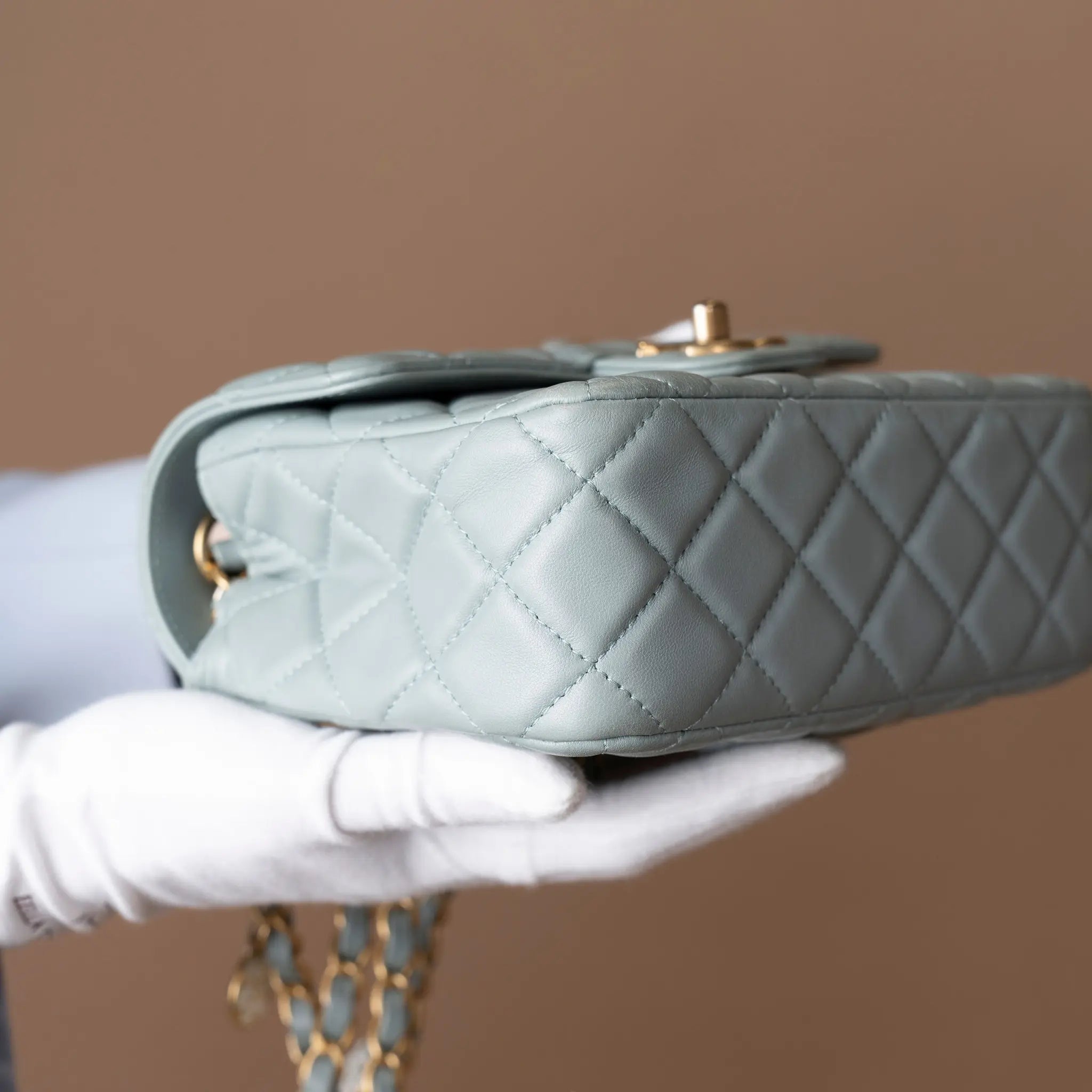 Chanel Mini Square Classic Lambskin Casino Royale Charms Single Flap — Back View