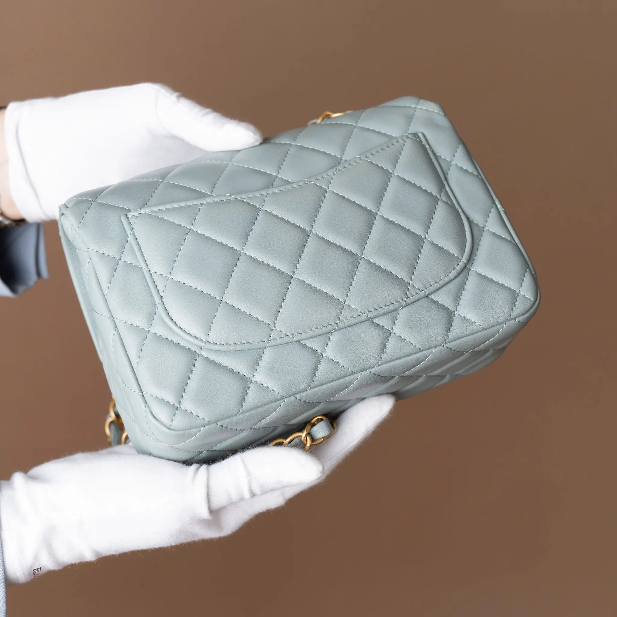 Chanel Mini Square Classic Lambskin Casino Royale Charms Single Flap — Detail View