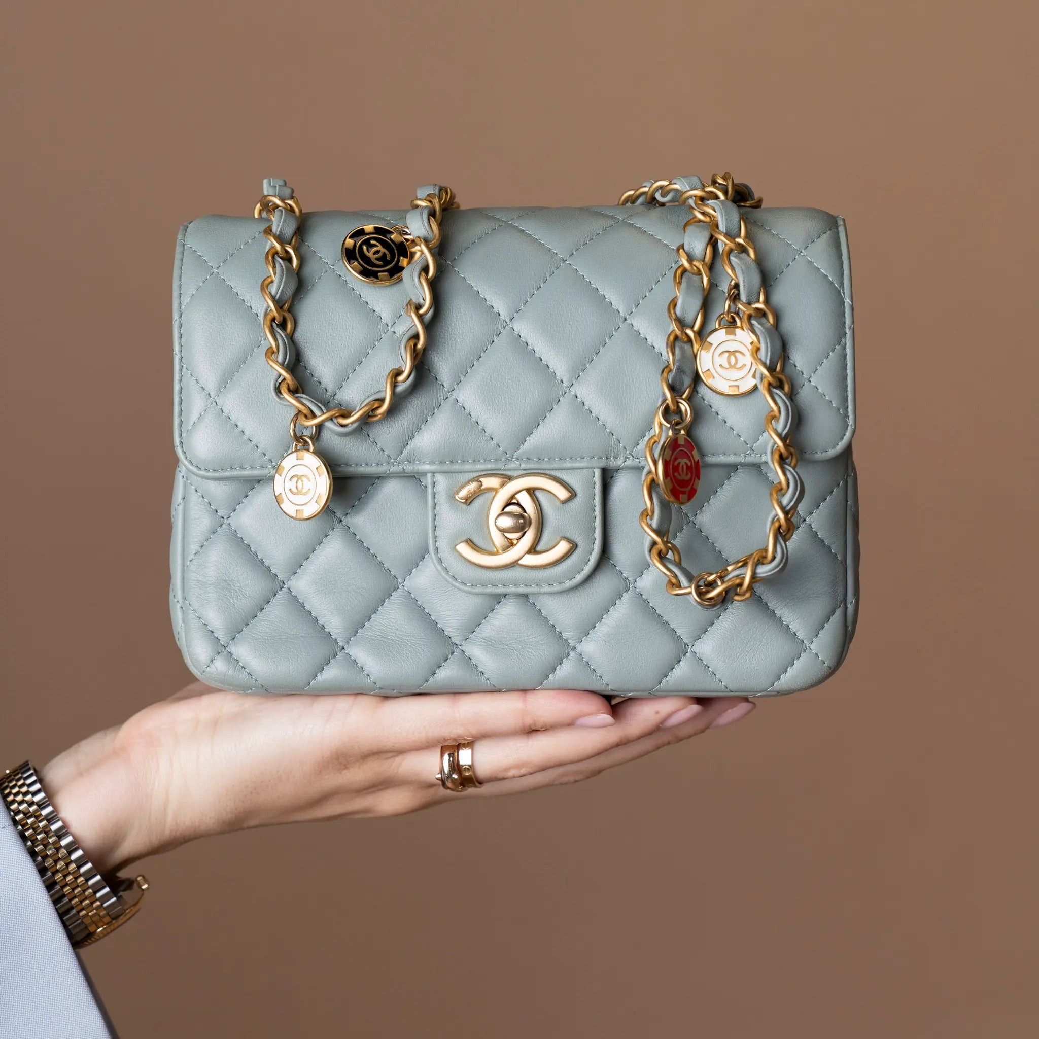 Chanel Mini Square Classic Lambskin Casino Royale Charms Single Flap — Additional View