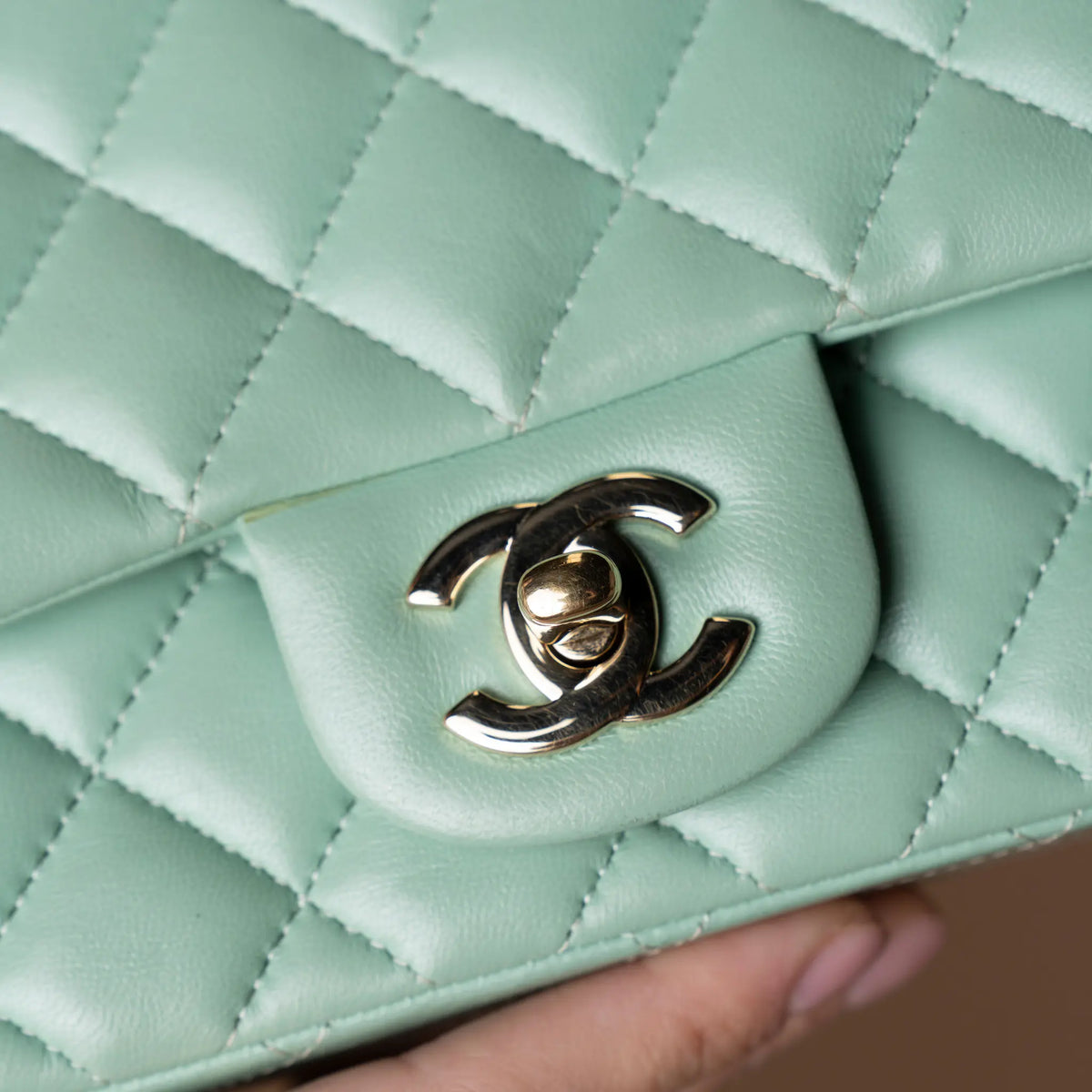 Chanel Mini Square Classic Lambskin Single Flap — Interior Detail