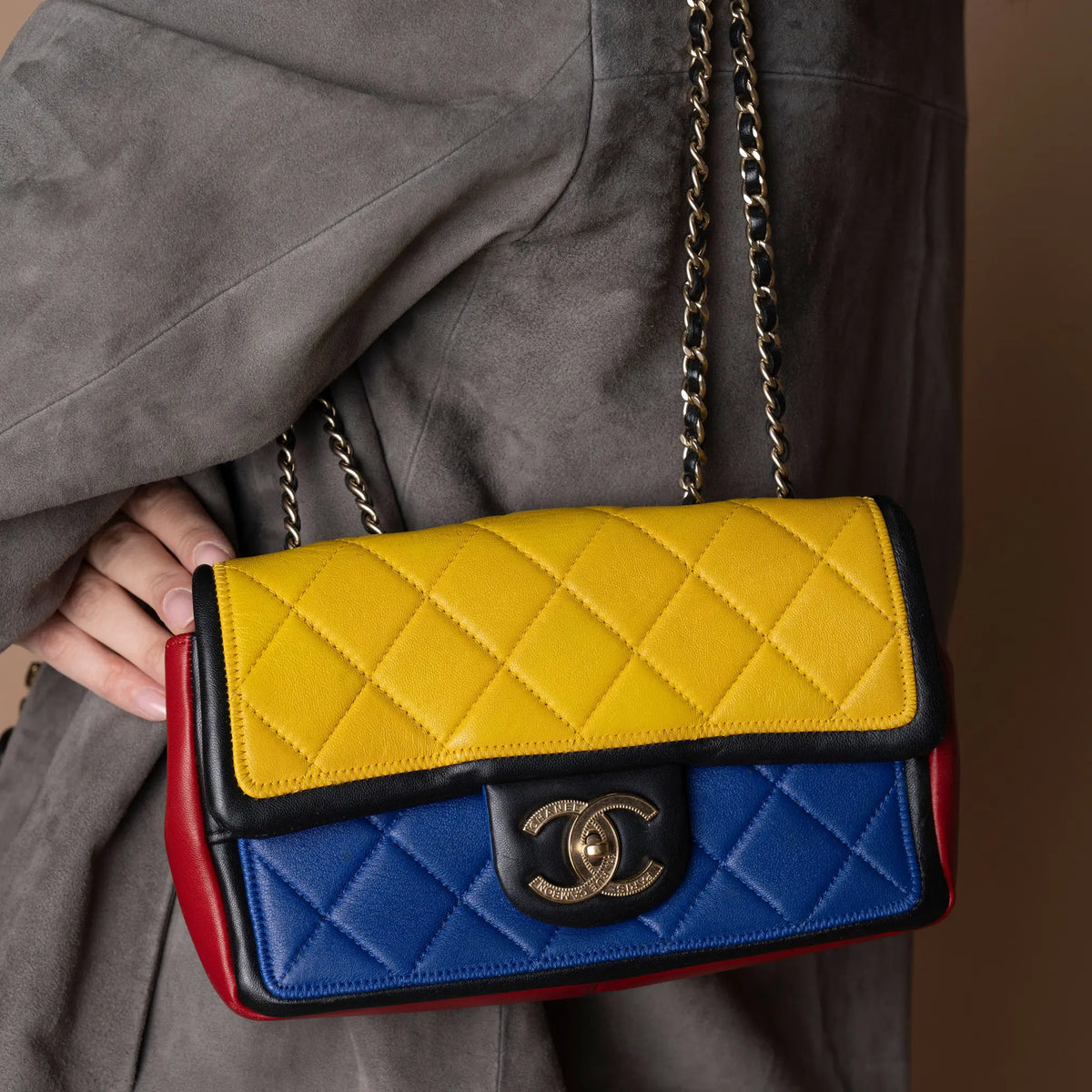 Chanel Mini Tricolor Lambskin Graphic Flap — Back View