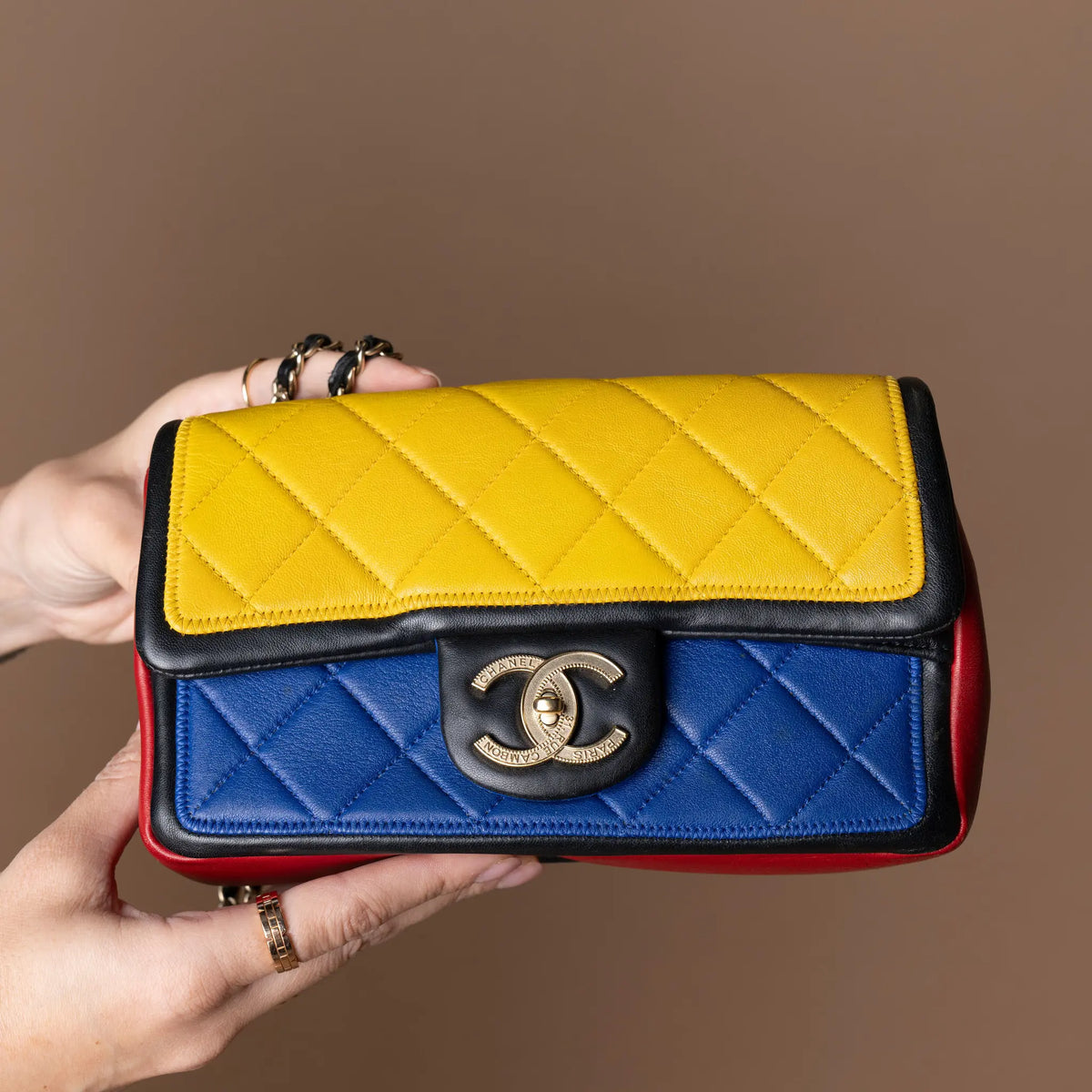 Chanel Mini Tricolor Lambskin Graphic Flap — Side Profile