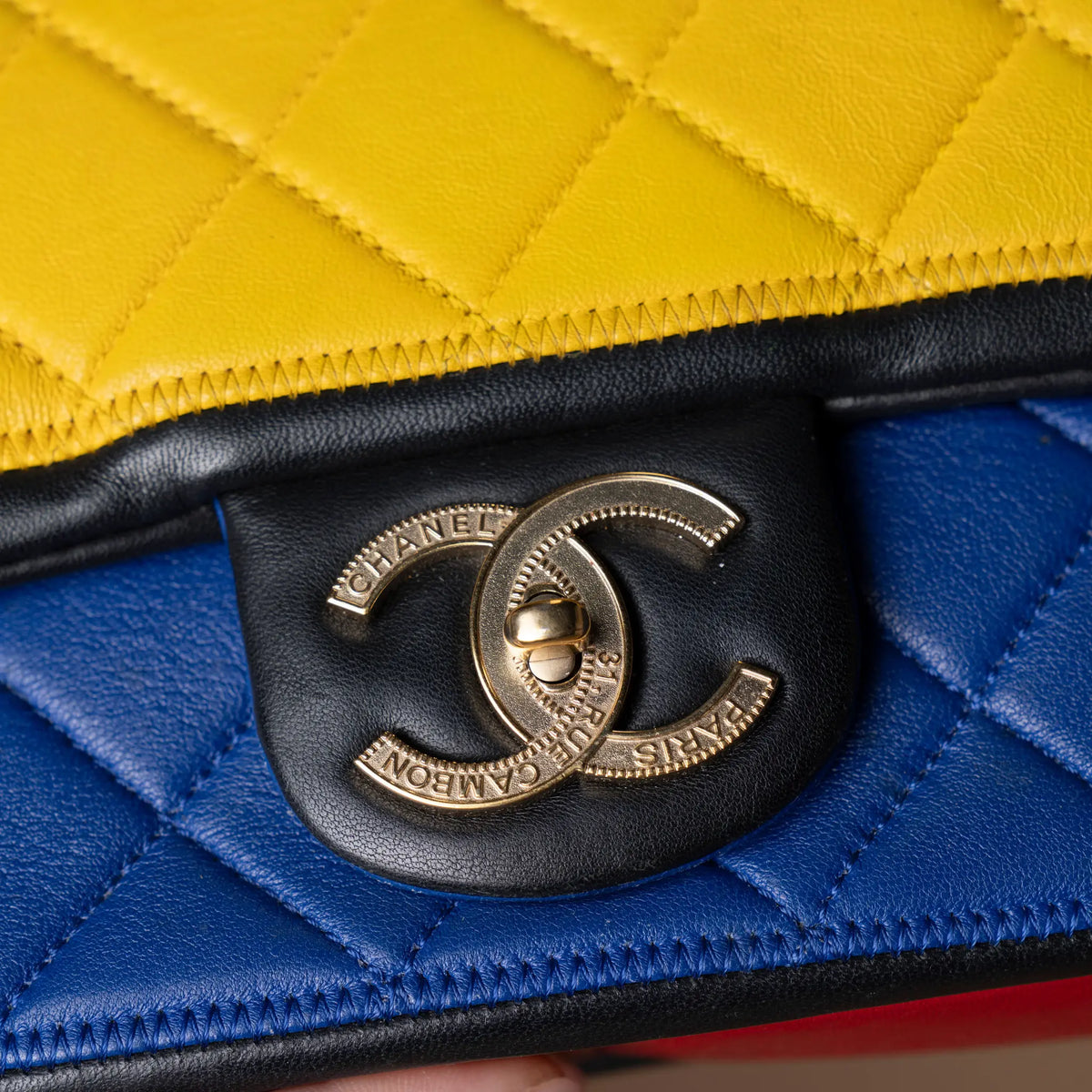 Chanel Mini Tricolor Lambskin Graphic Flap — Interior Detail