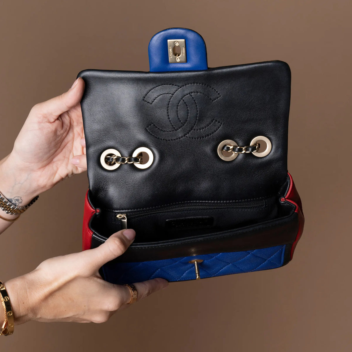 Chanel Mini Tricolor Lambskin Graphic Flap — Detail View