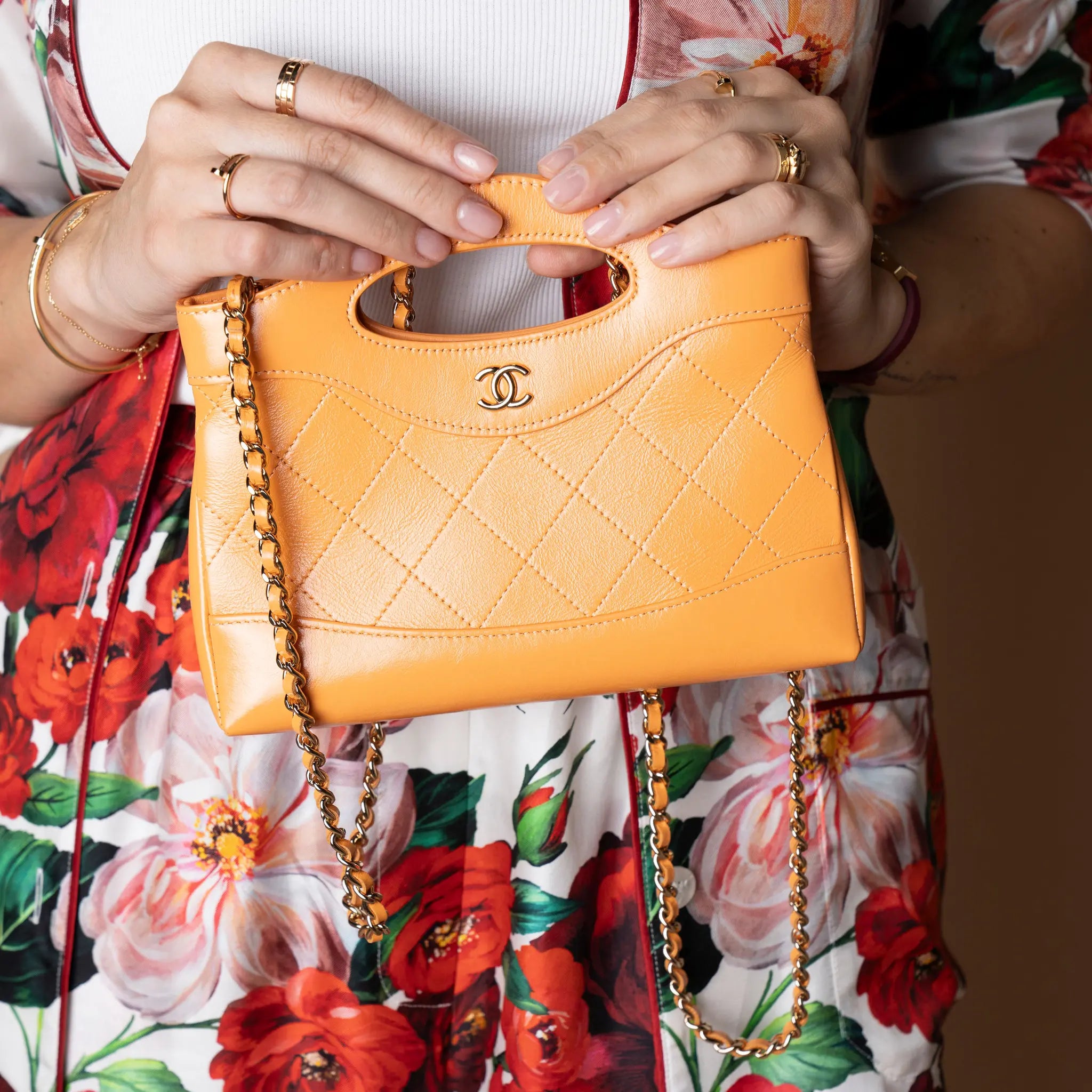 Chanel Nano Shiny Crumpled Calfskin 31 Shopping Bag — Front View