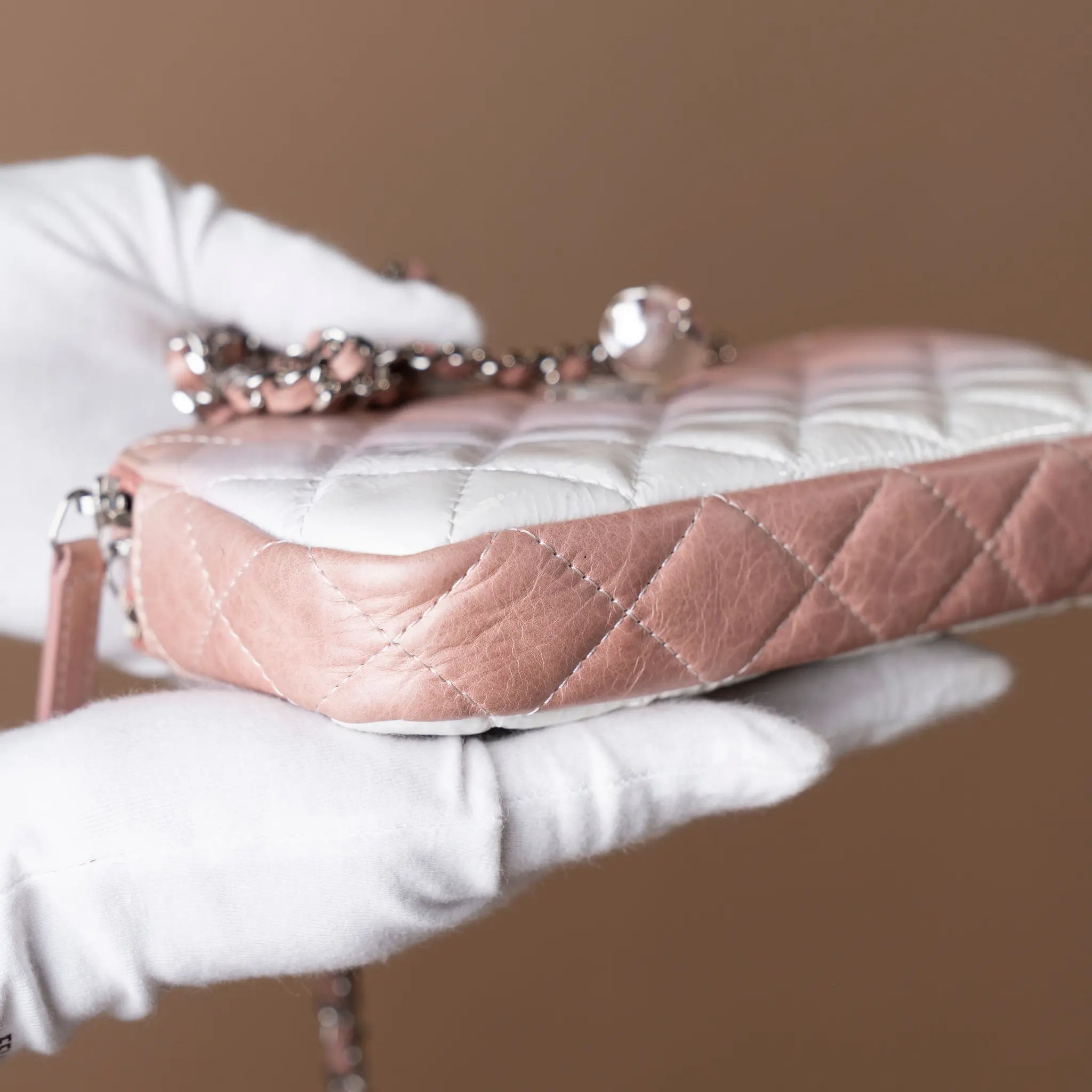 Chanel Ombre Calfskin Double Zip Clutch On Chain — Back View